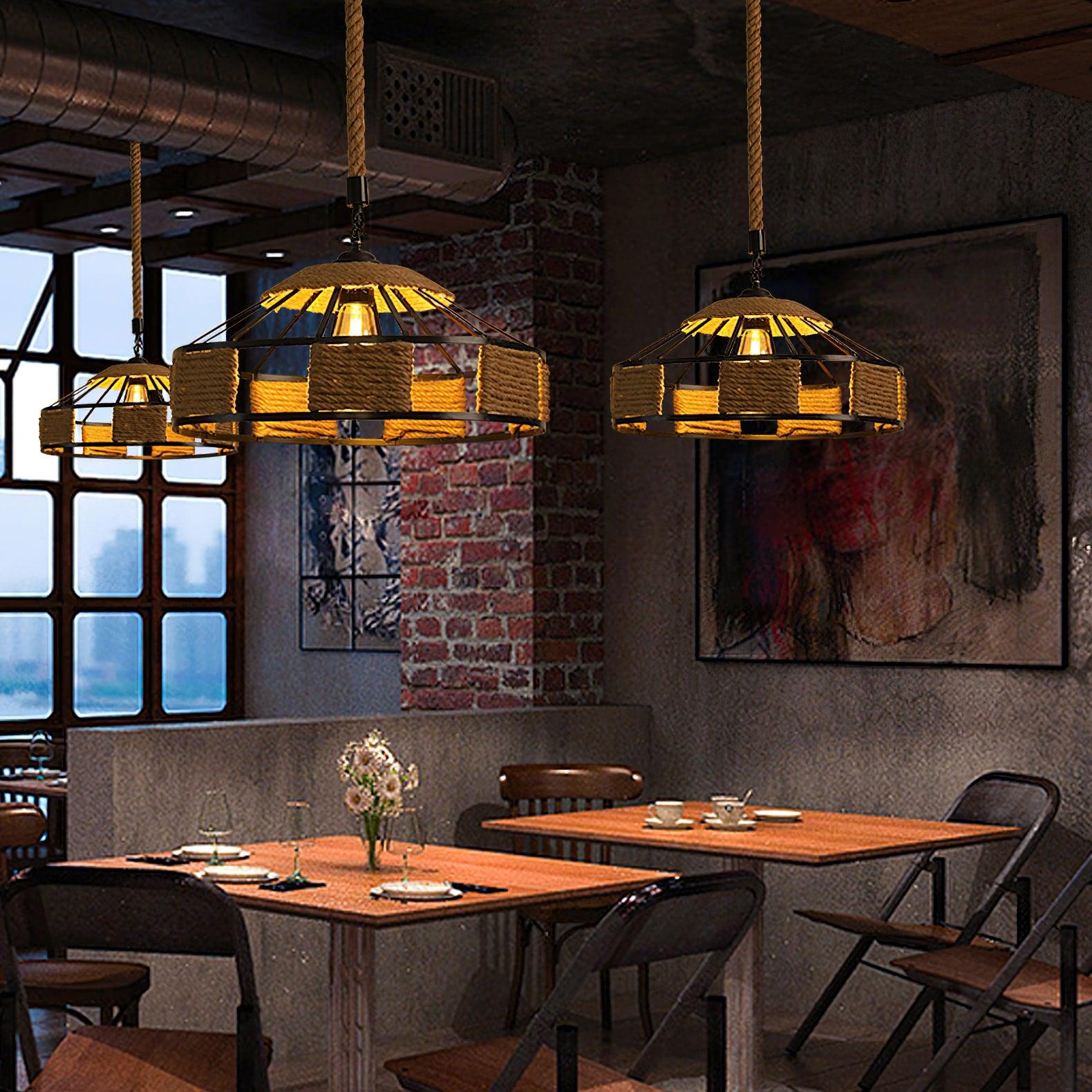 Yavmis Retro Hemp Rope Exquisite Pendant Light-Neutral Decor