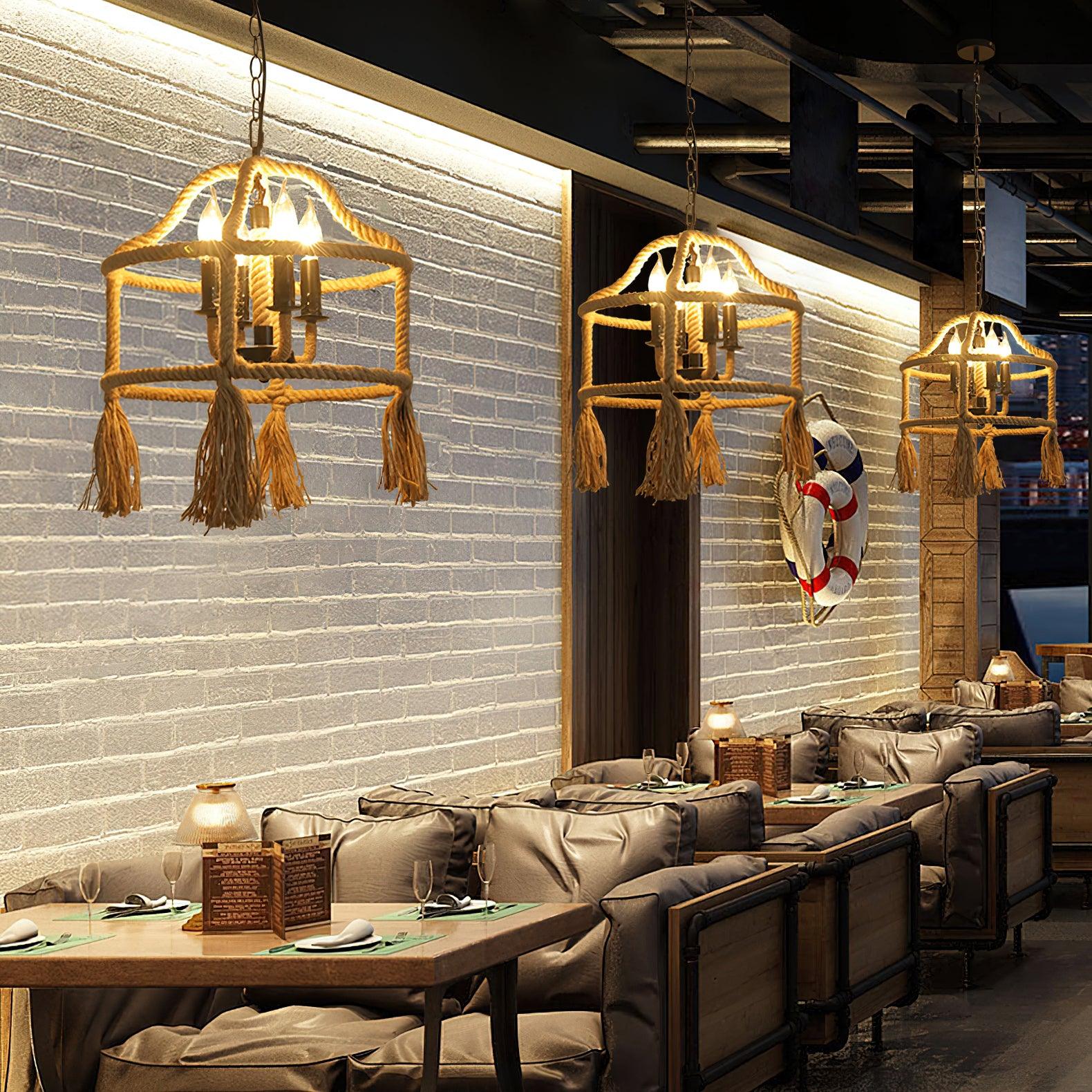 Yavmis Retro Hemp Rope Exquisite Pendant Light-Neutral Decor