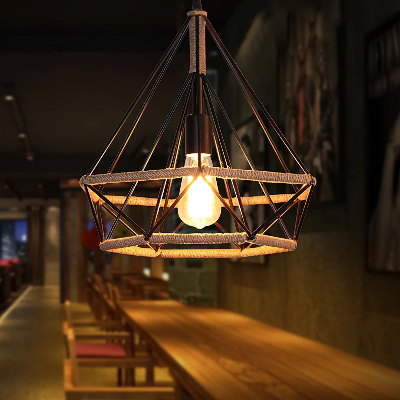 Xunell Retro Hemp Rope Interesting Pendant Light-Neutral Decor