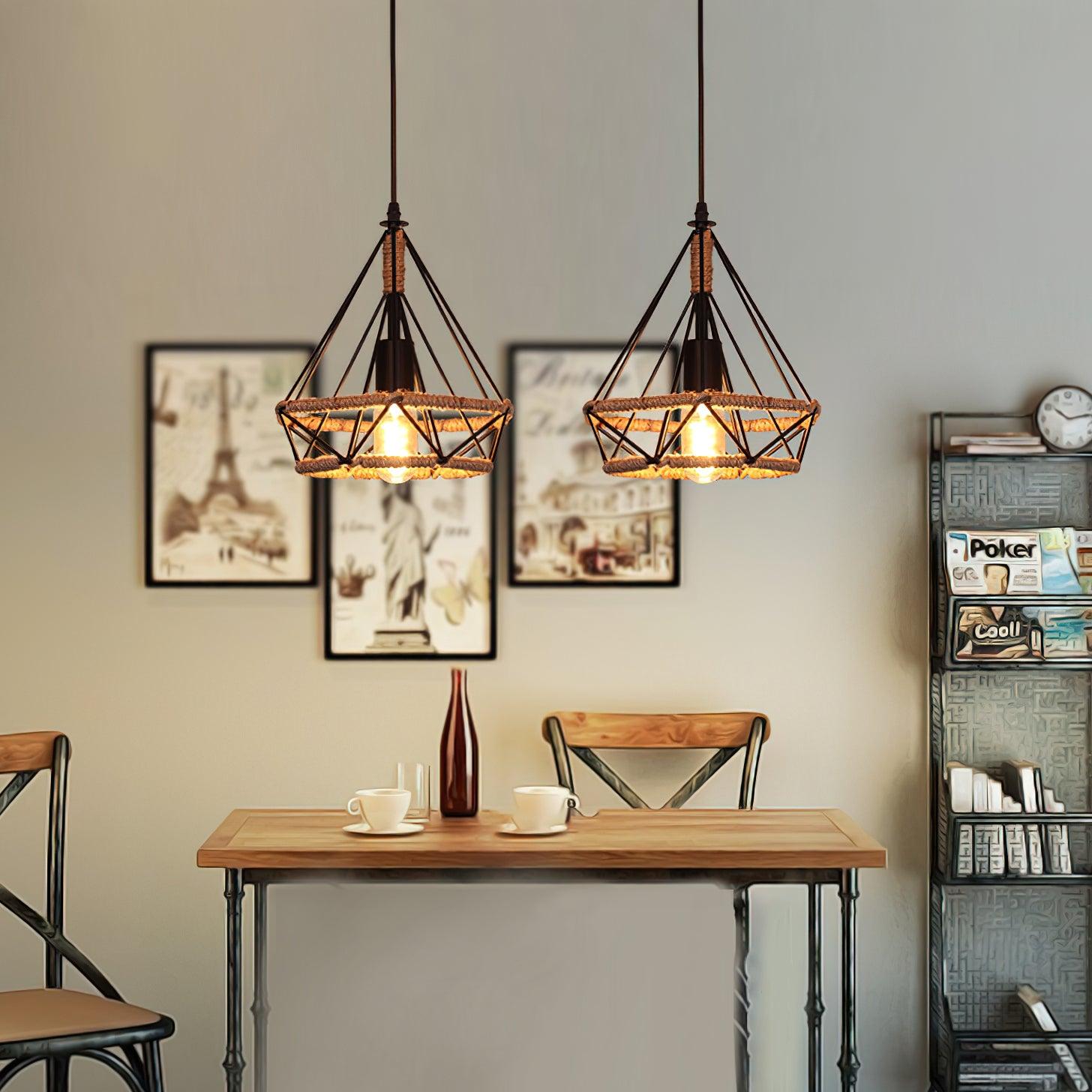 Xunell Retro Hemp Rope Interesting Pendant Light-Neutral Decor