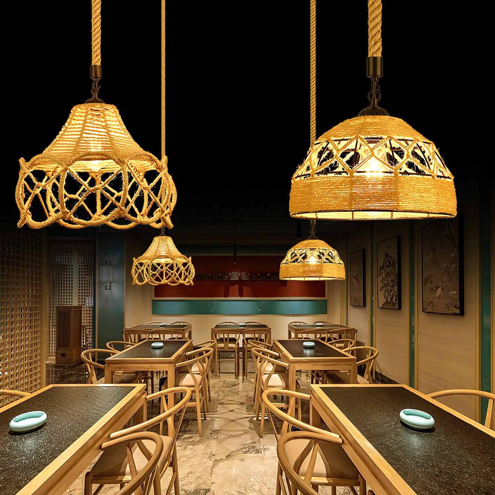 Xunell Retro Hemp Rope Interesting Pendant Light-Neutral Decor