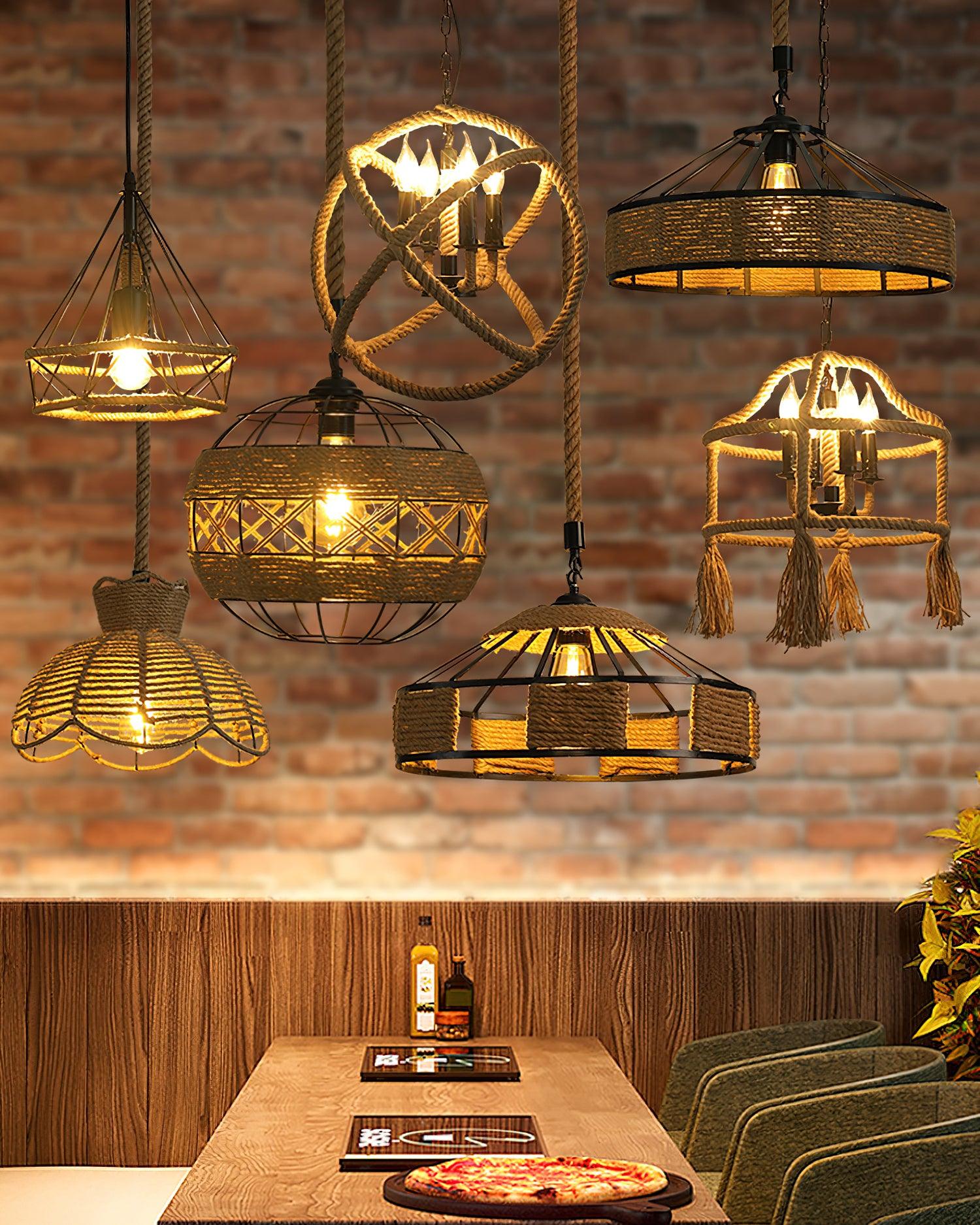 Xunell Retro Hemp Rope Interesting Pendant Light-Neutral Decor