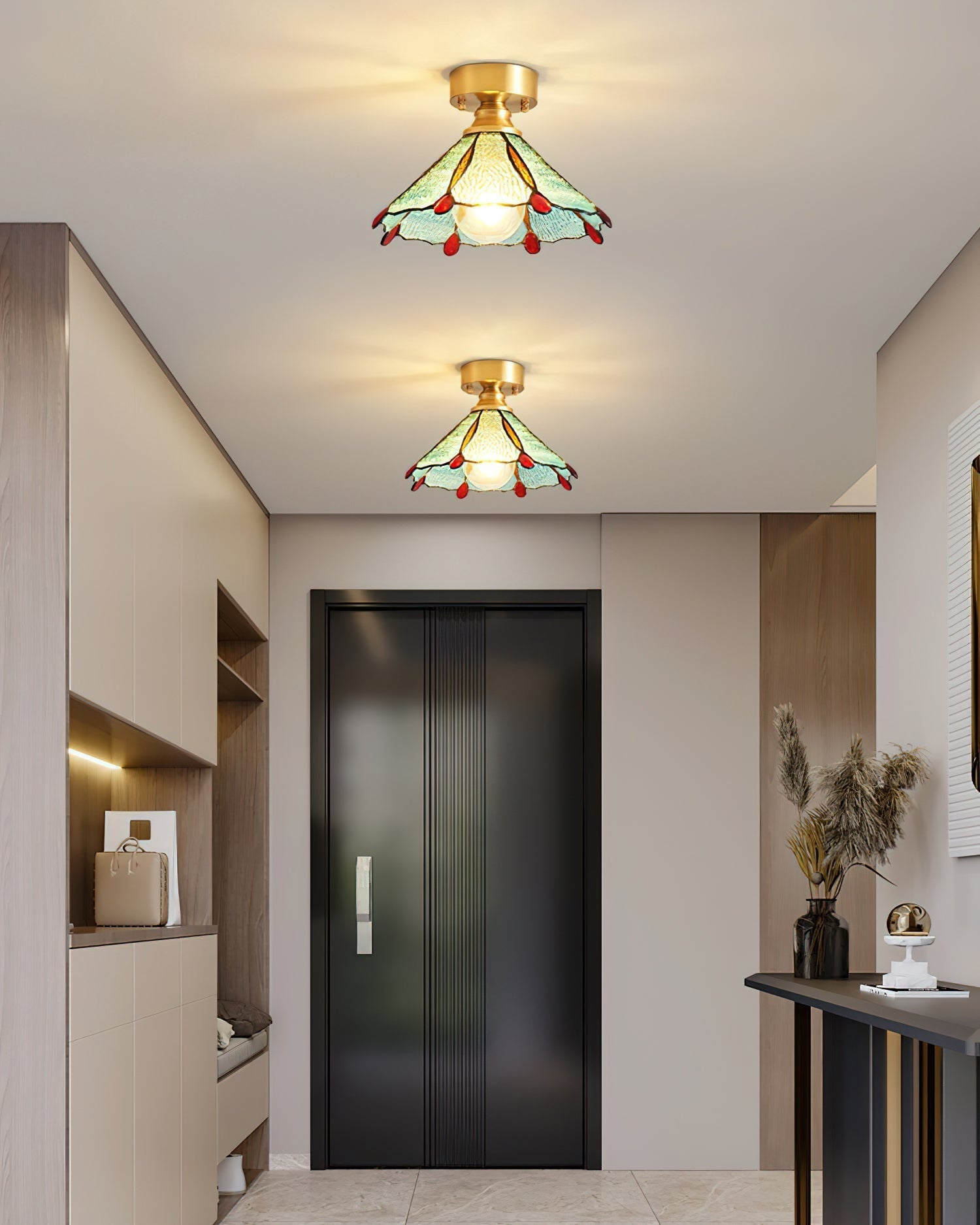 Civelle Tiffany Style Stained Glass Ceiling Light