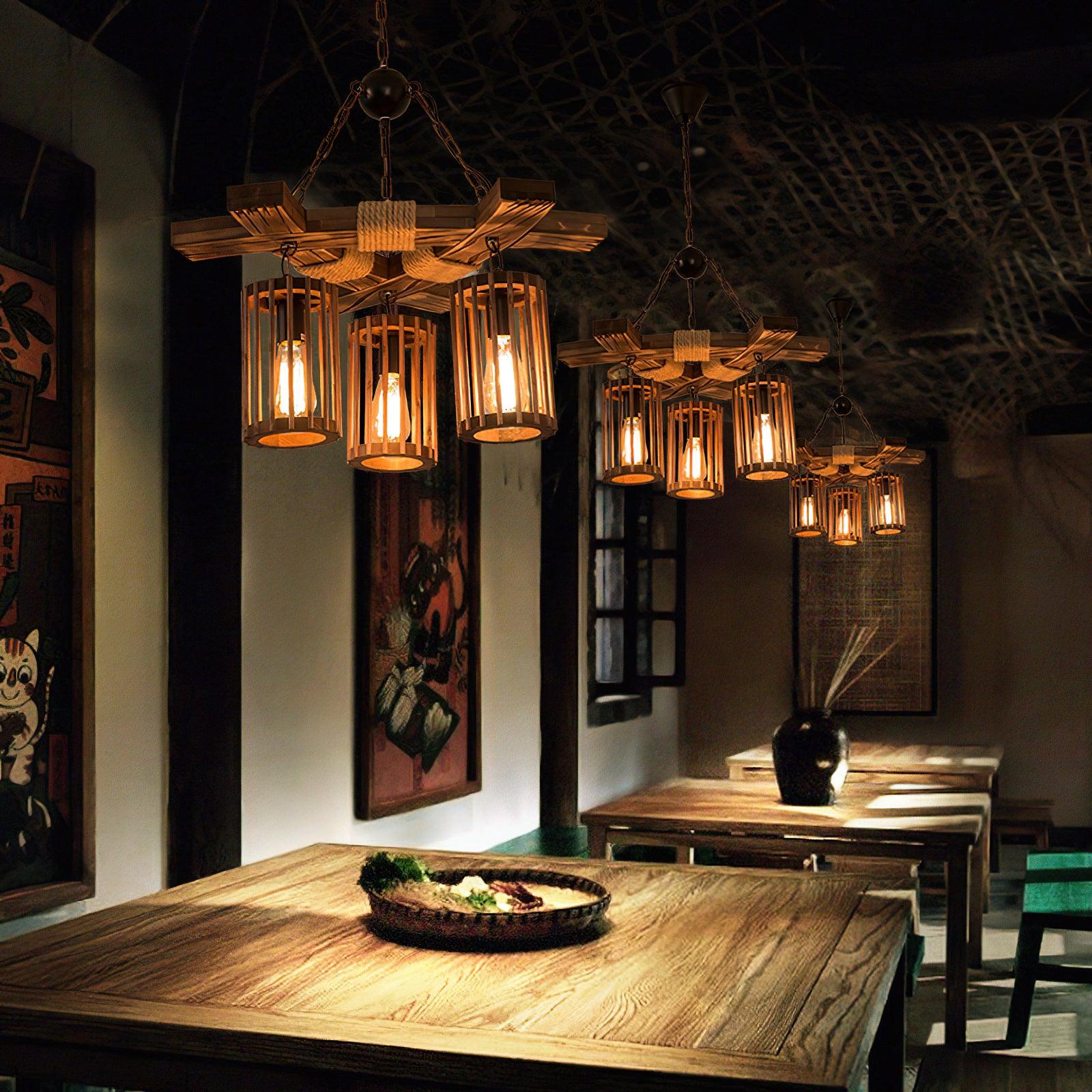 Lustra Chandelier Retro Solid Wood Industrial-Neutral Decor