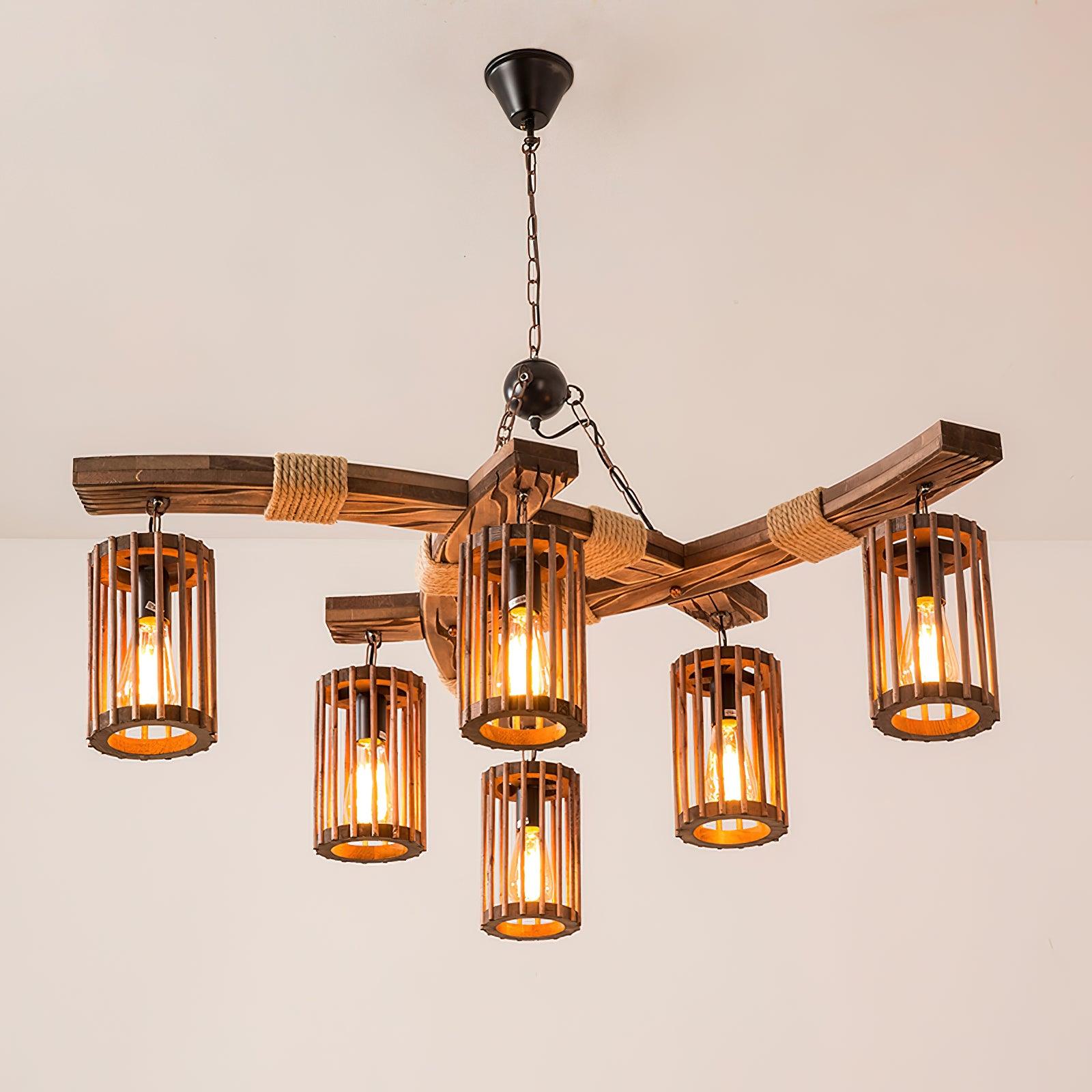 Lustra Chandelier Retro Solid Wood Industrial-Neutral Decor