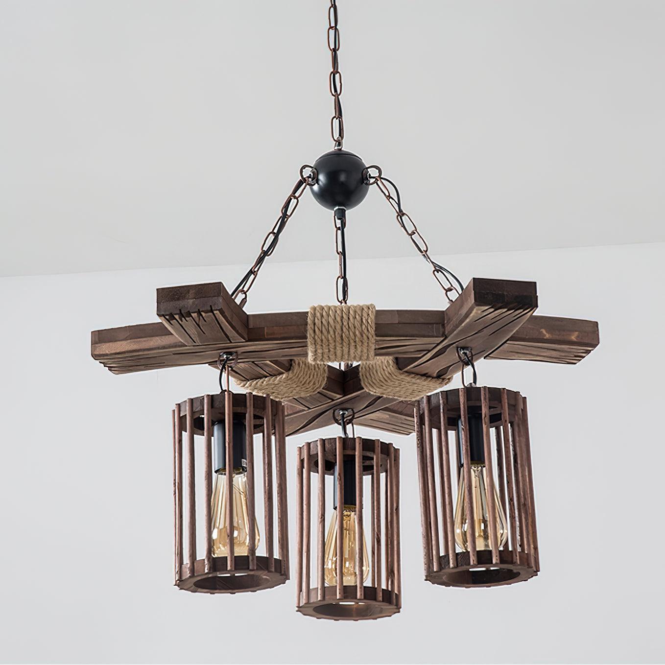 Lustra Chandelier Retro Solid Wood Industrial-Neutral Decor
