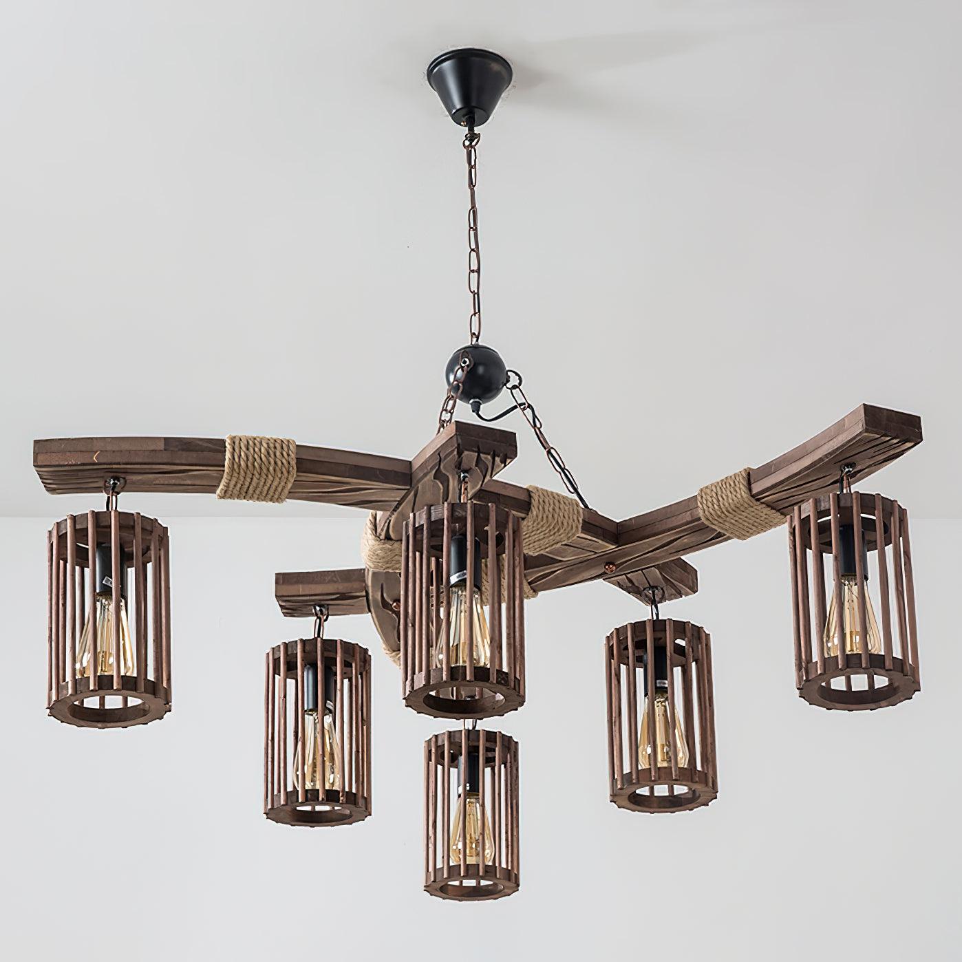 Lustra Chandelier Retro Solid Wood Industrial-Neutral Decor