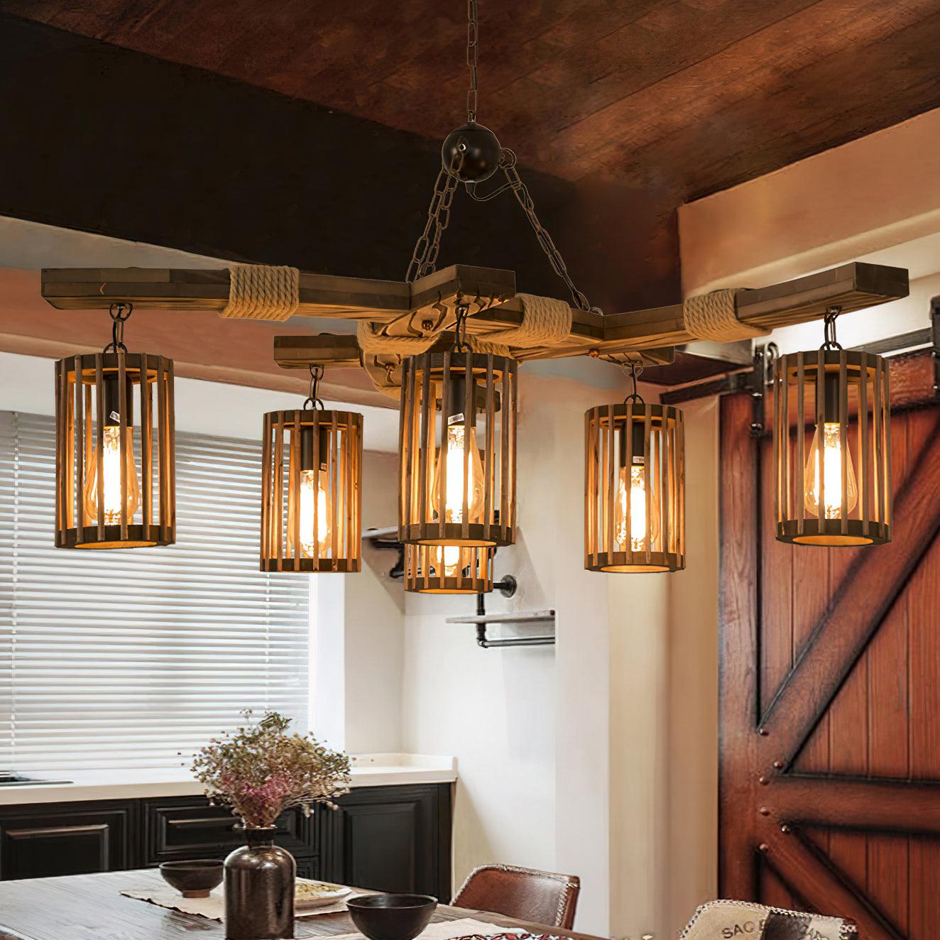 Lustra Chandelier Retro Solid Wood Industrial-Neutral Decor