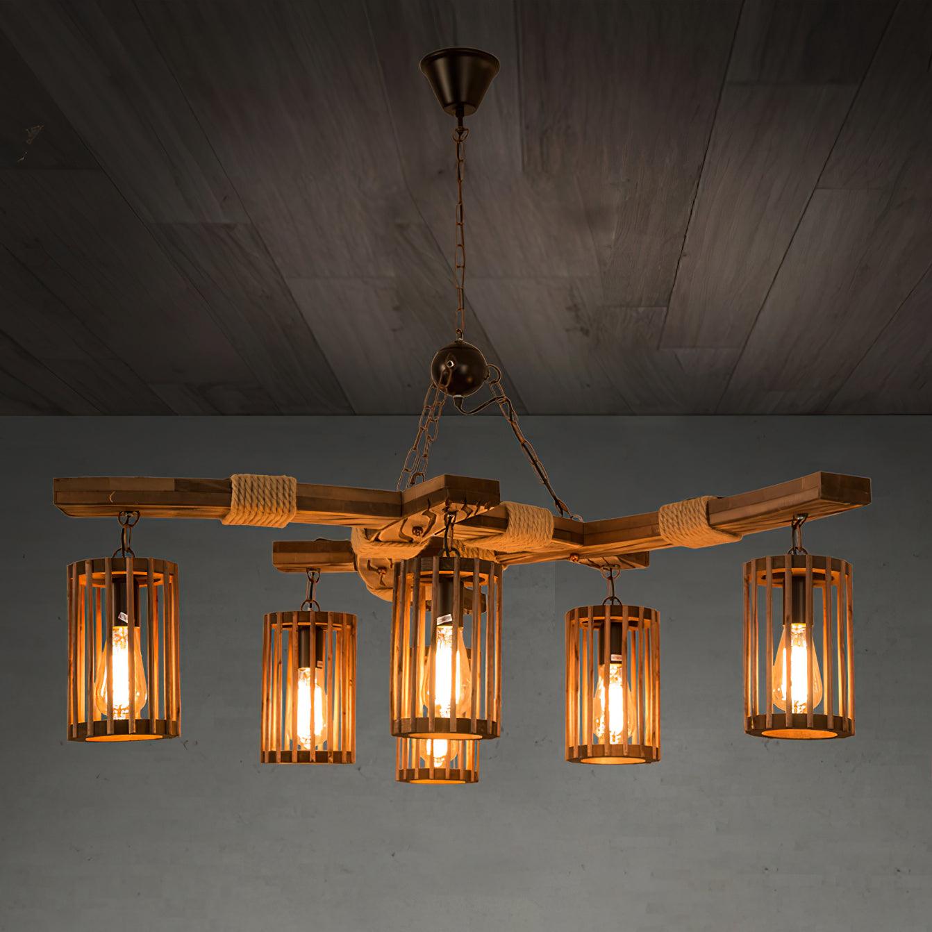 Lustra Chandelier Retro Solid Wood Industrial-Neutral Decor