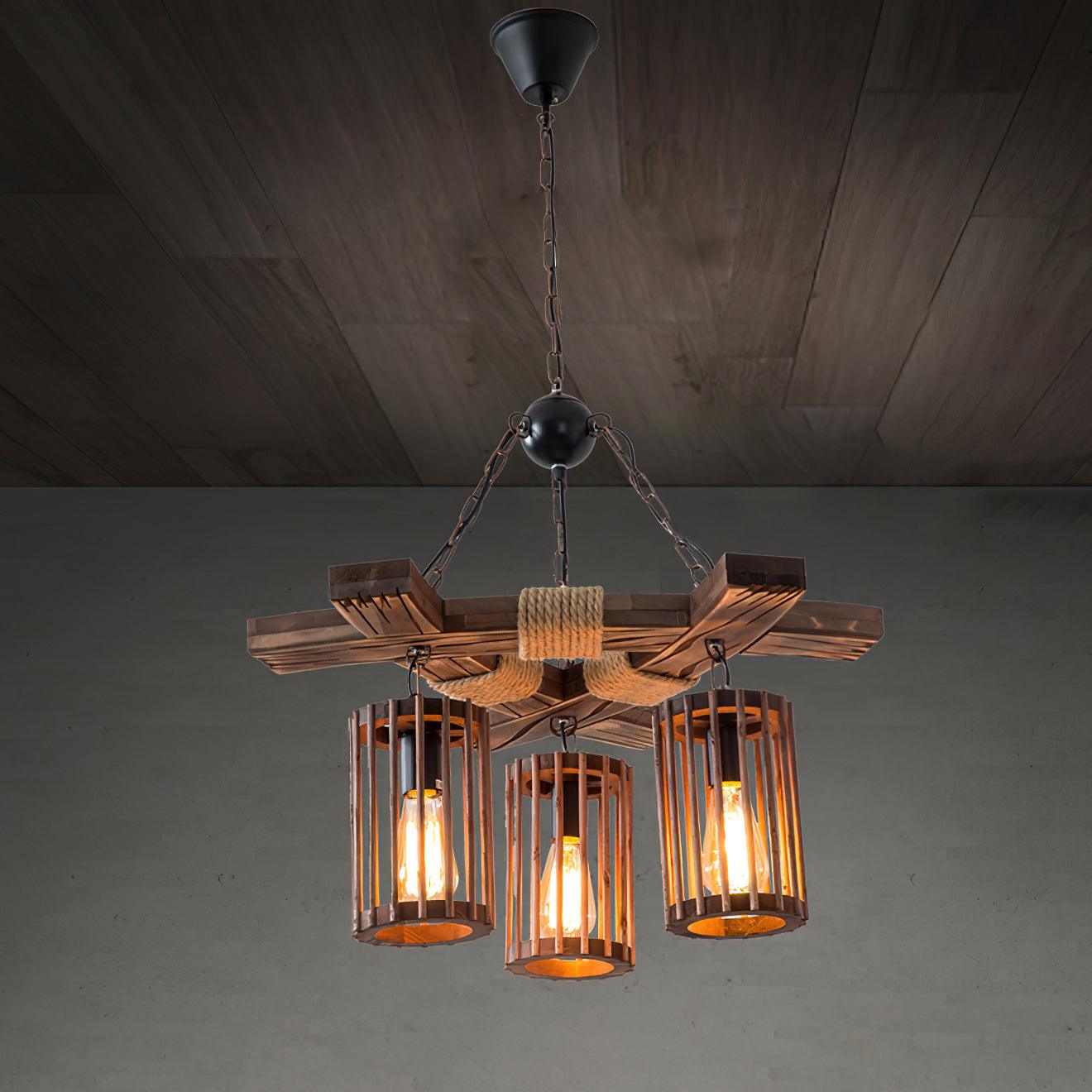 Lustra Chandelier Retro Solid Wood Industrial-Neutral Decor