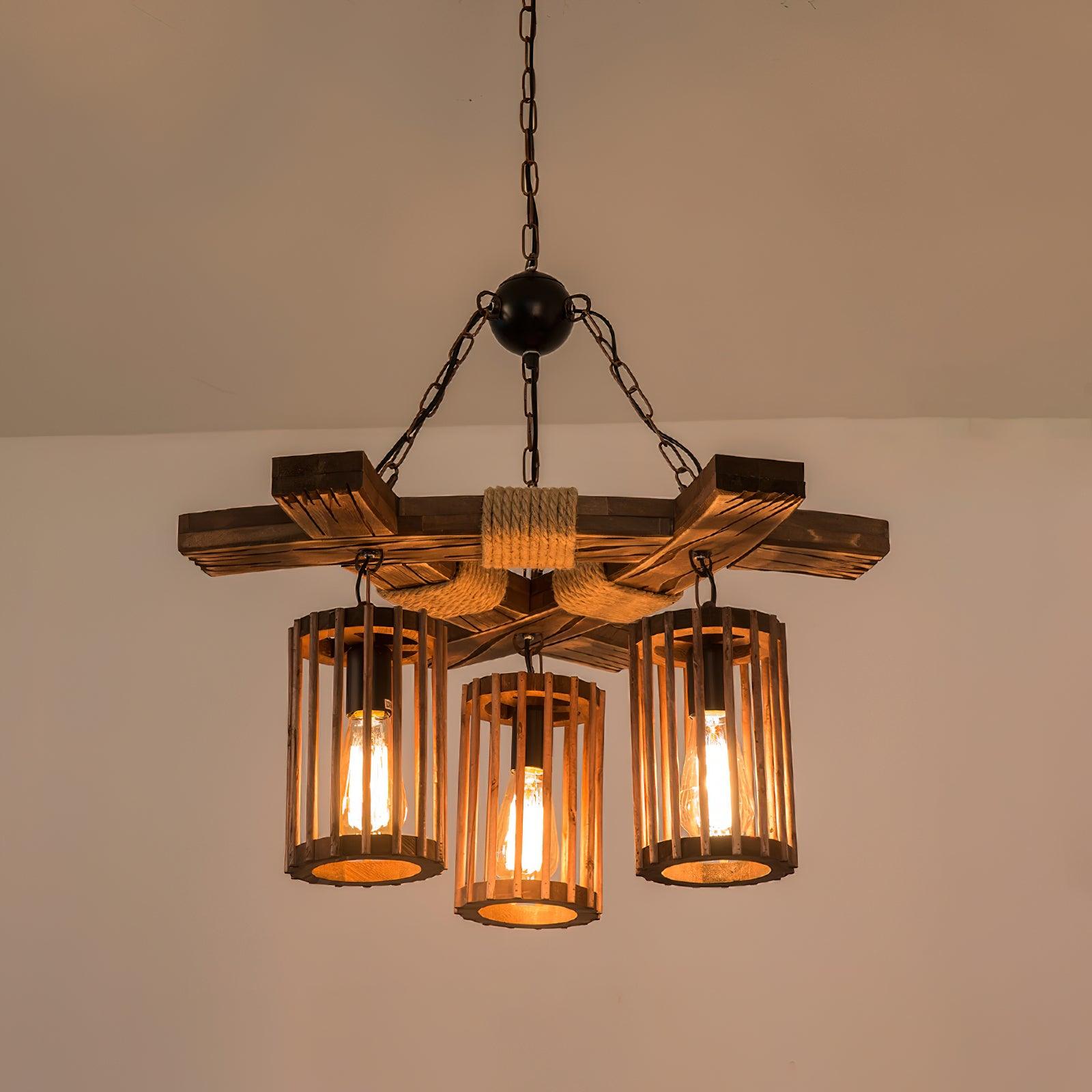 Lustra Chandelier Retro Solid Wood Industrial-Neutral Decor
