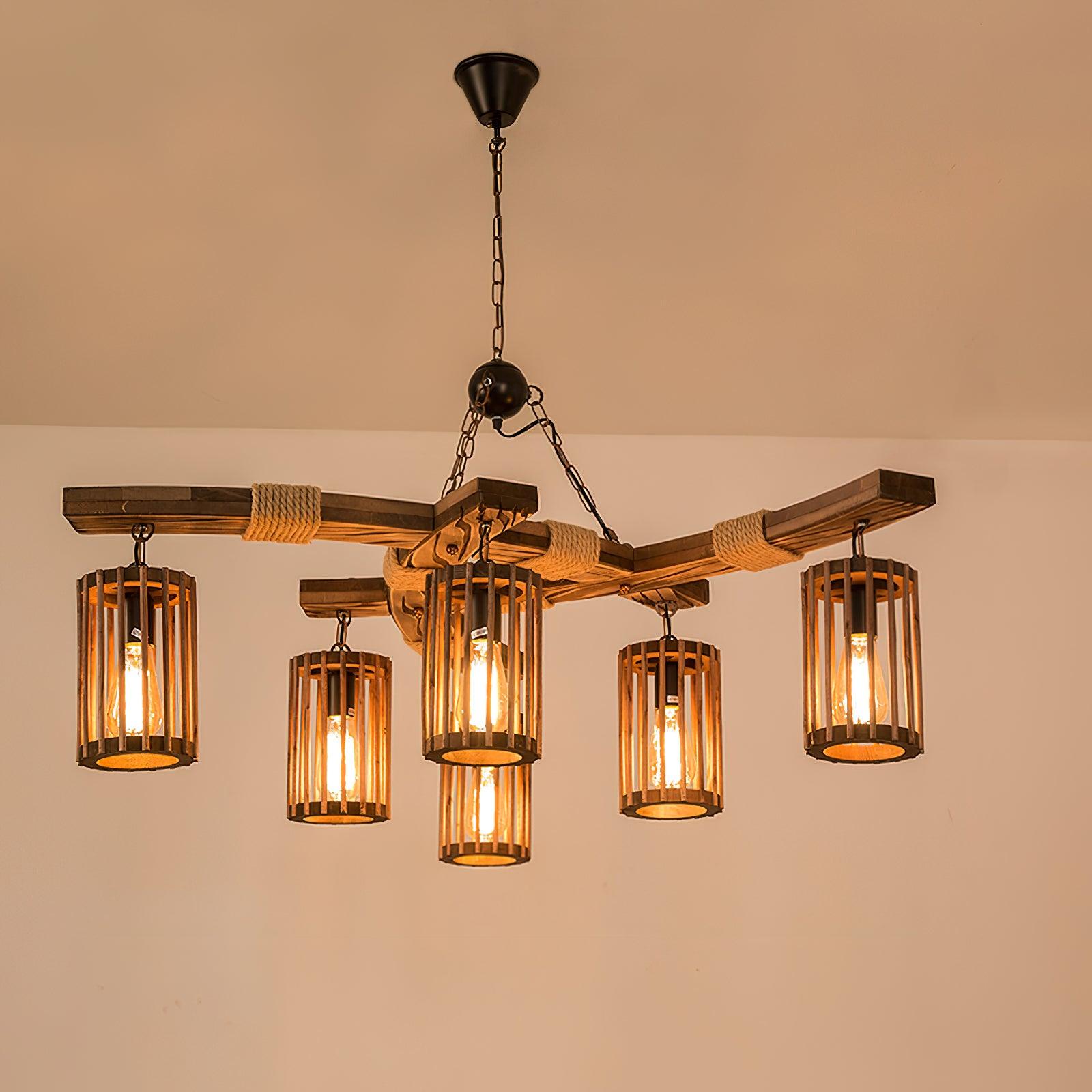Lustra Chandelier Retro Solid Wood Industrial-Neutral Decor