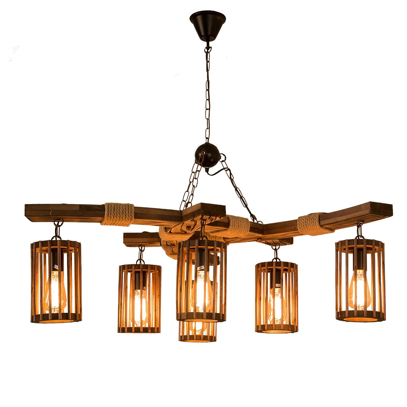 Lustra Chandelier Retro Solid Wood Industrial-Neutral Decor