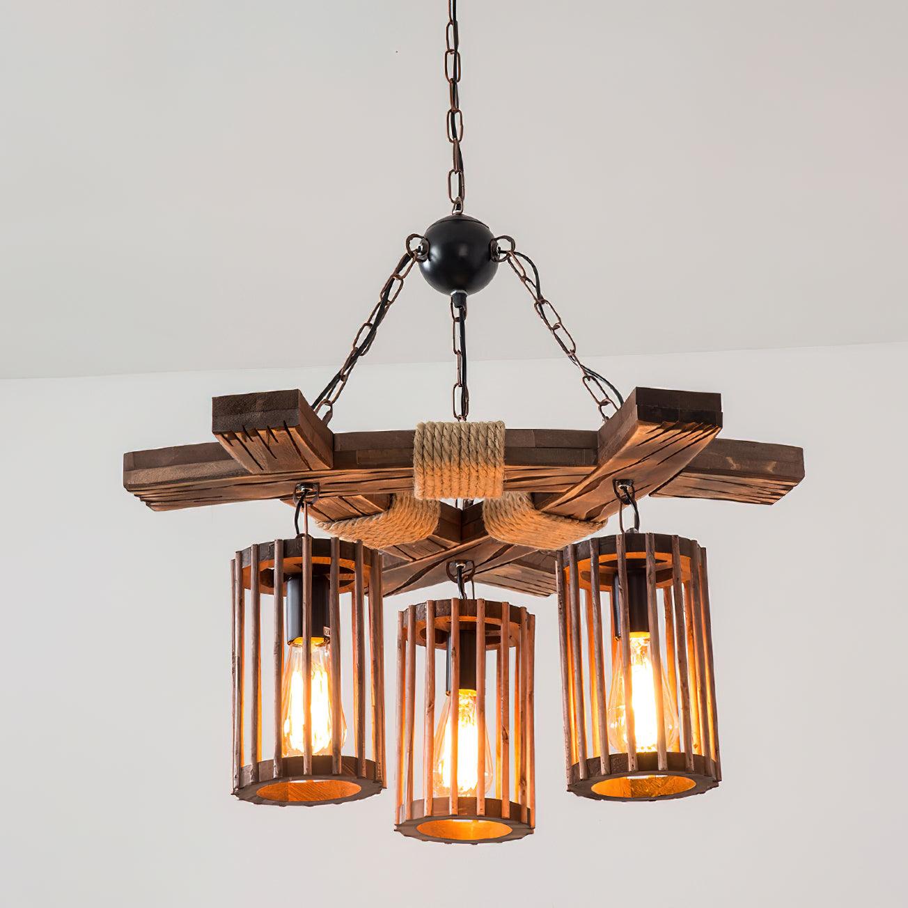 Lustra Chandelier Retro Solid Wood Industrial-Neutral Decor