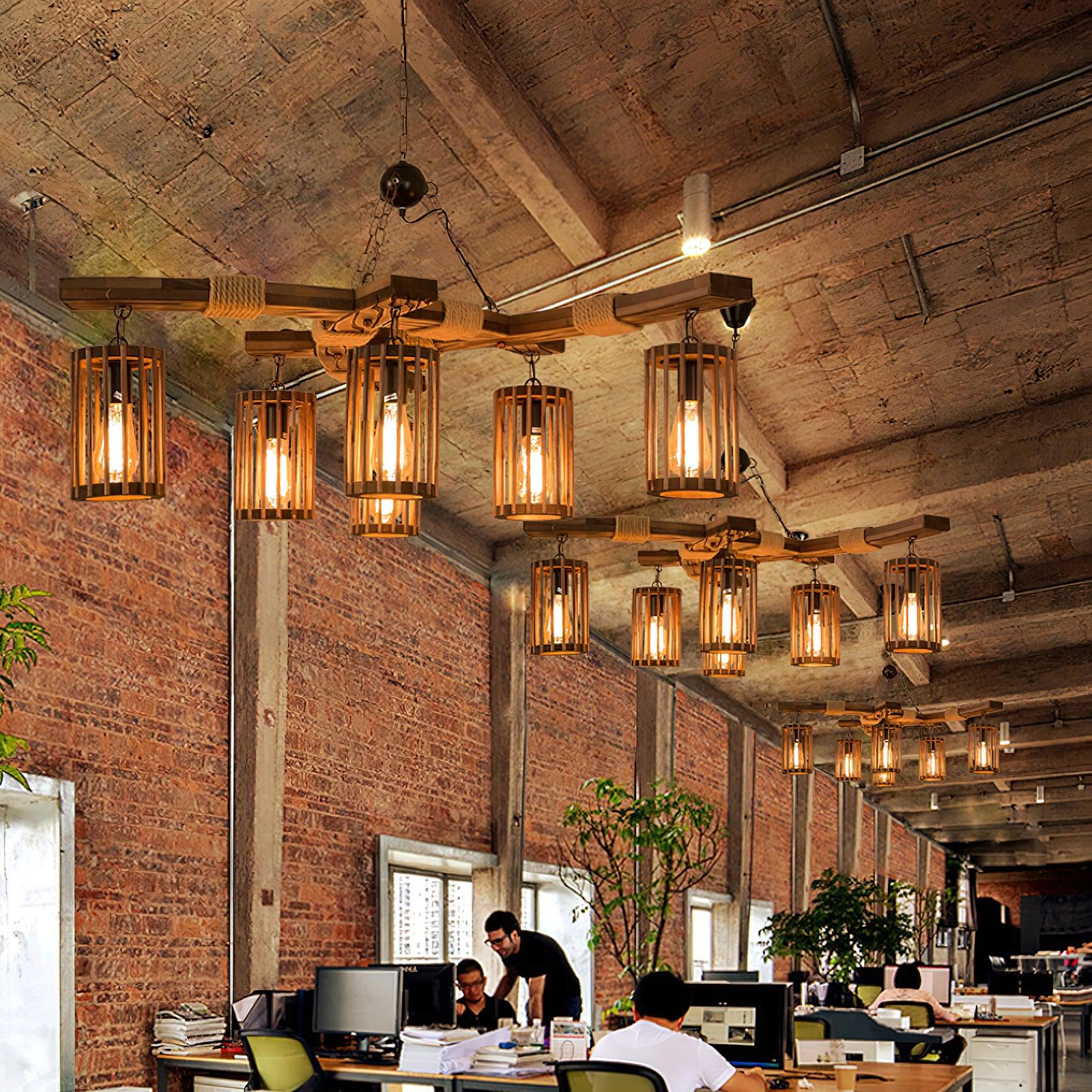 Lustra Chandelier Retro Solid Wood Industrial-Neutral Decor