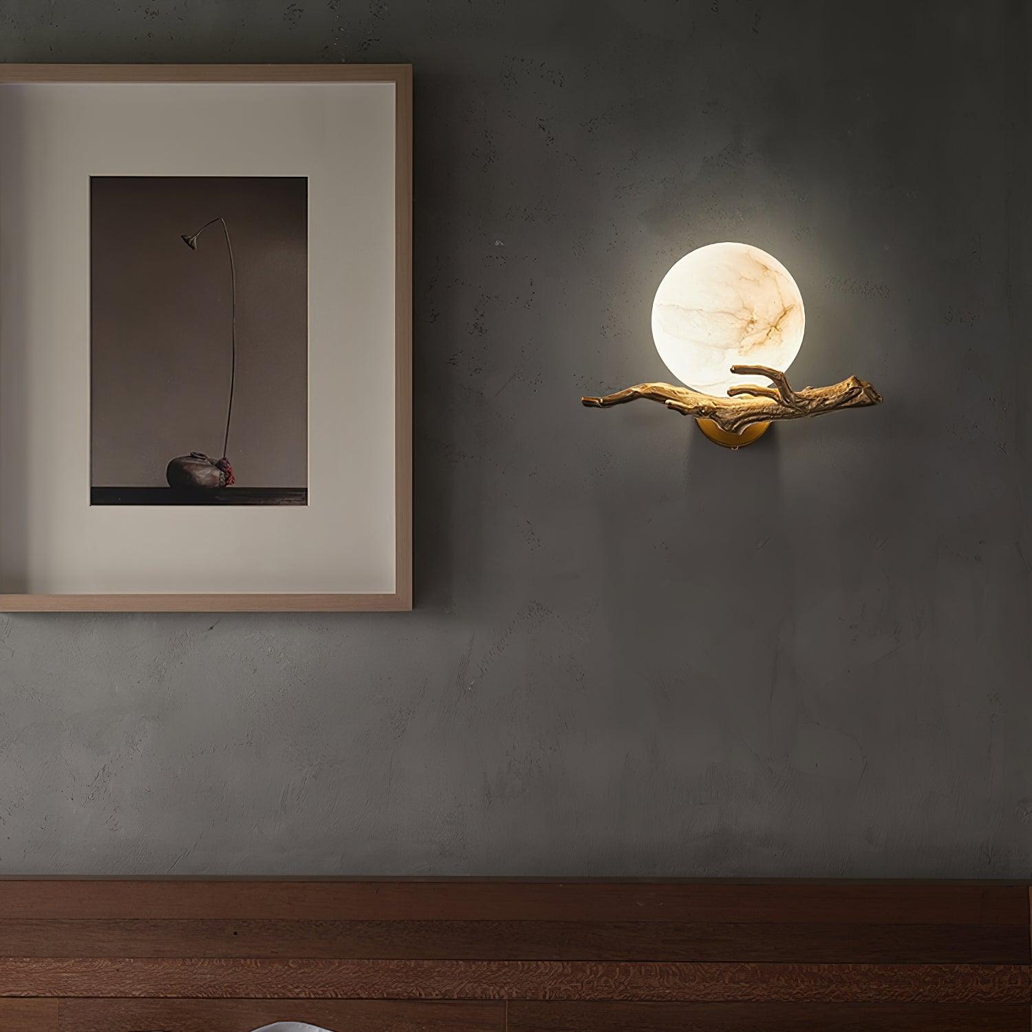 Erixa Retro Twigs Brass Marble Wall Lamp-Neutral Decor