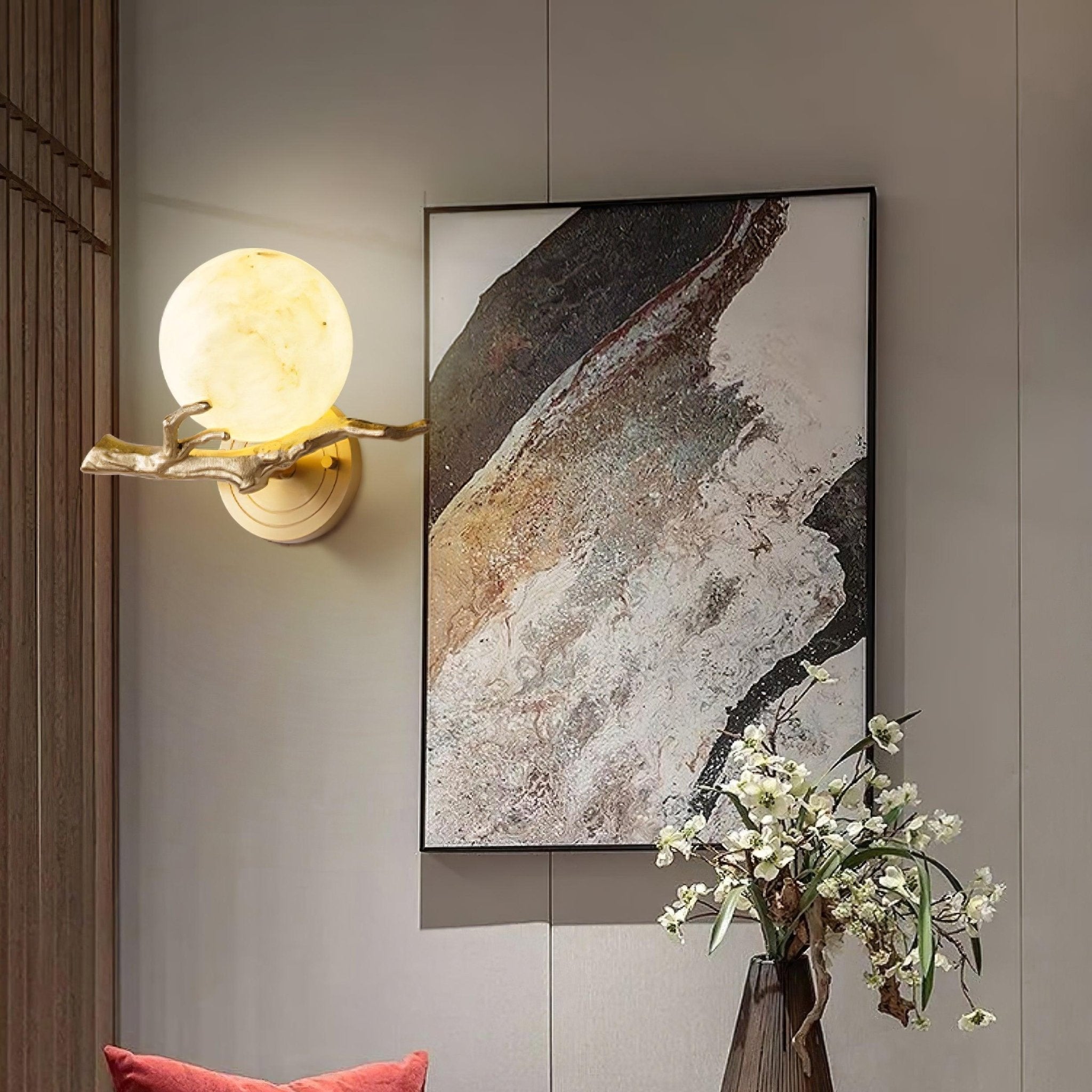 Erixa Retro Twigs Brass Marble Wall Lamp-Neutral Decor
