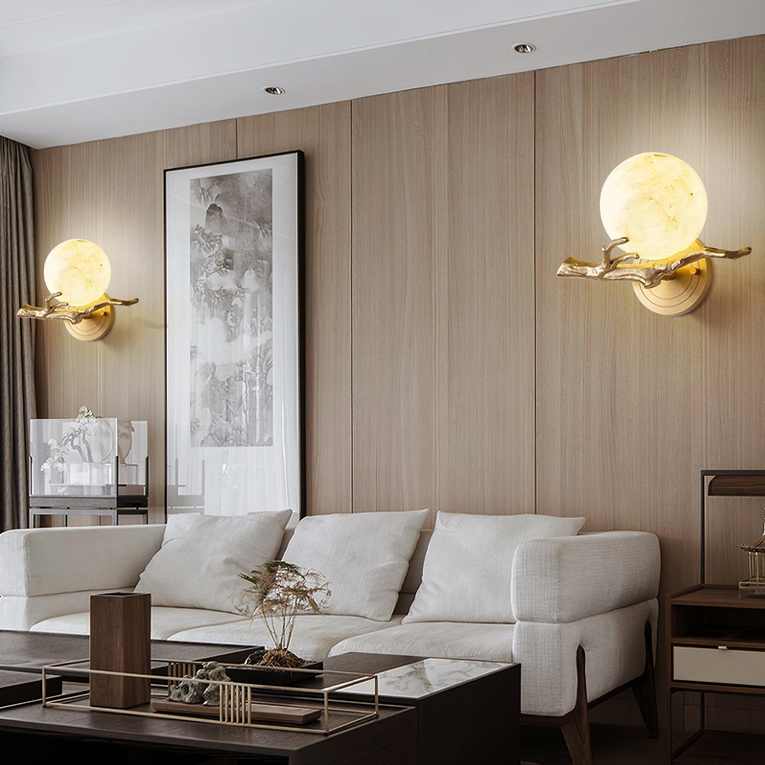 Erixa Retro Twigs Brass Marble Wall Lamp-Neutral Decor