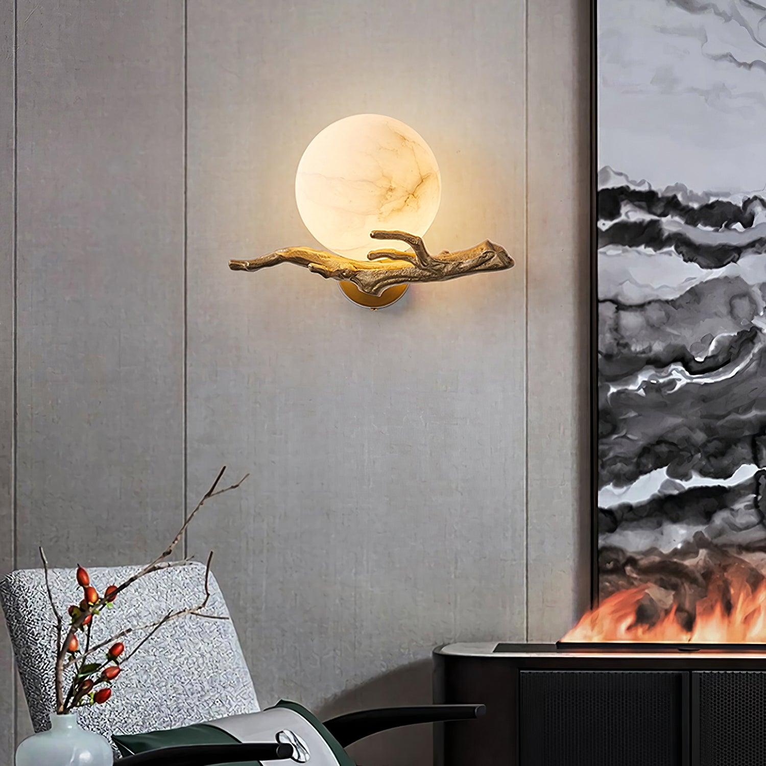 Erixa Retro Twigs Brass Marble Wall Lamp-Neutral Decor
