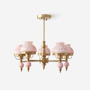 Chandelier Glass and Metal Fixture for Dining or Living Room Vintage