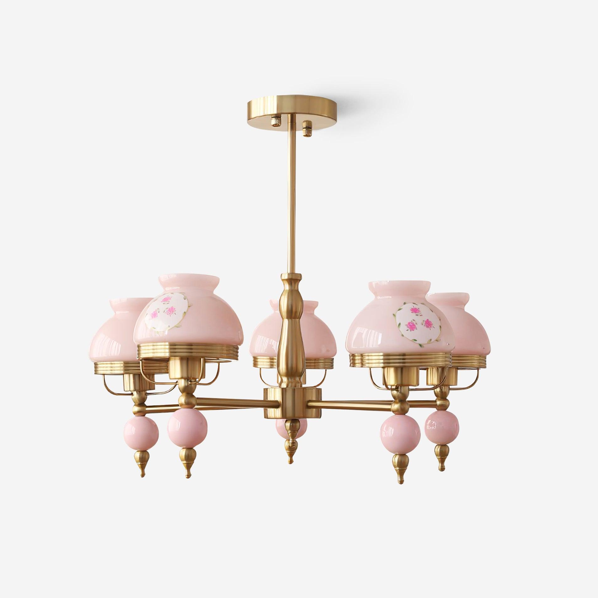 Chandelier Glass and Metal Fixture for Dining or Living Room Vintage