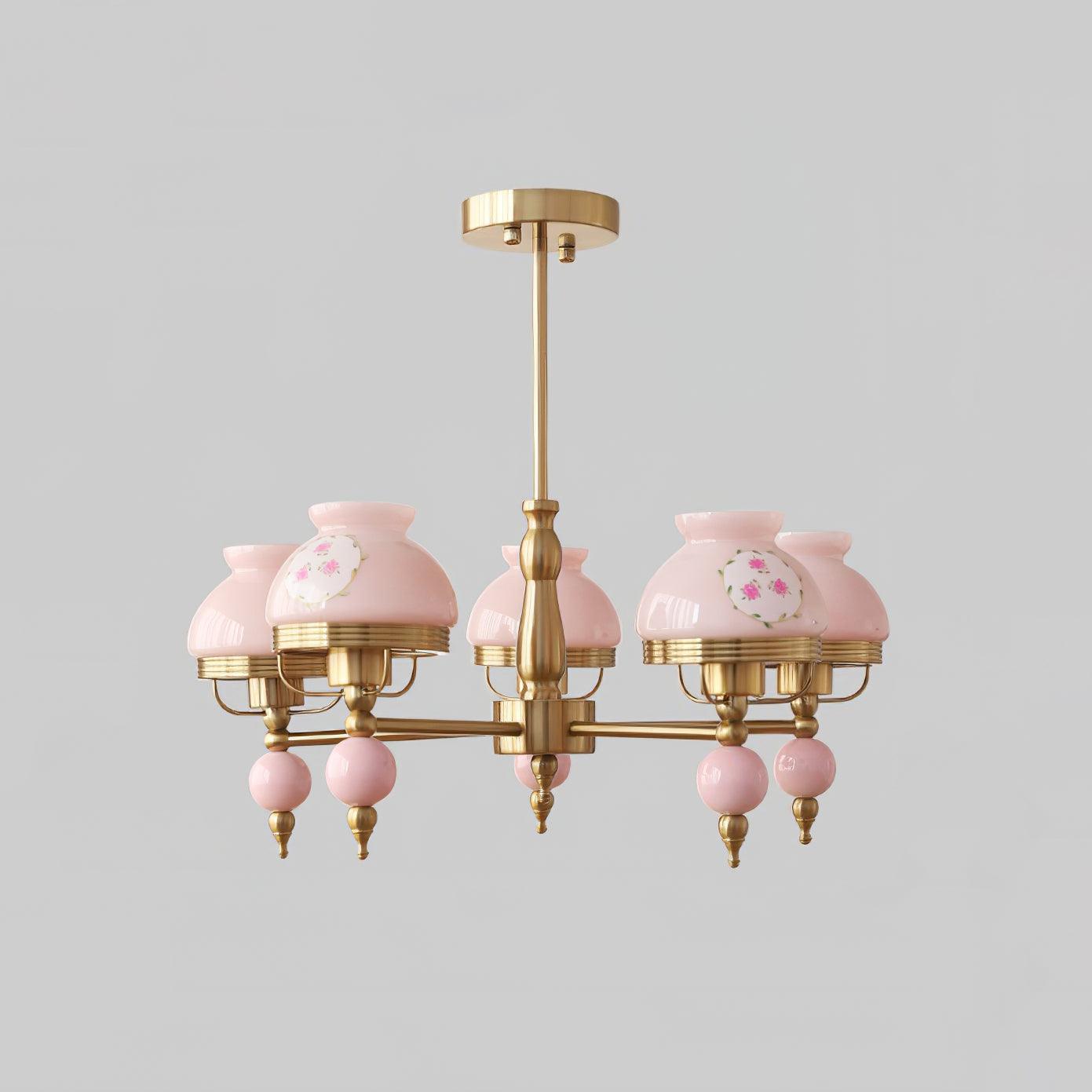 Chandelier Glass and Metal Fixture for Dining or Living Room Vintage