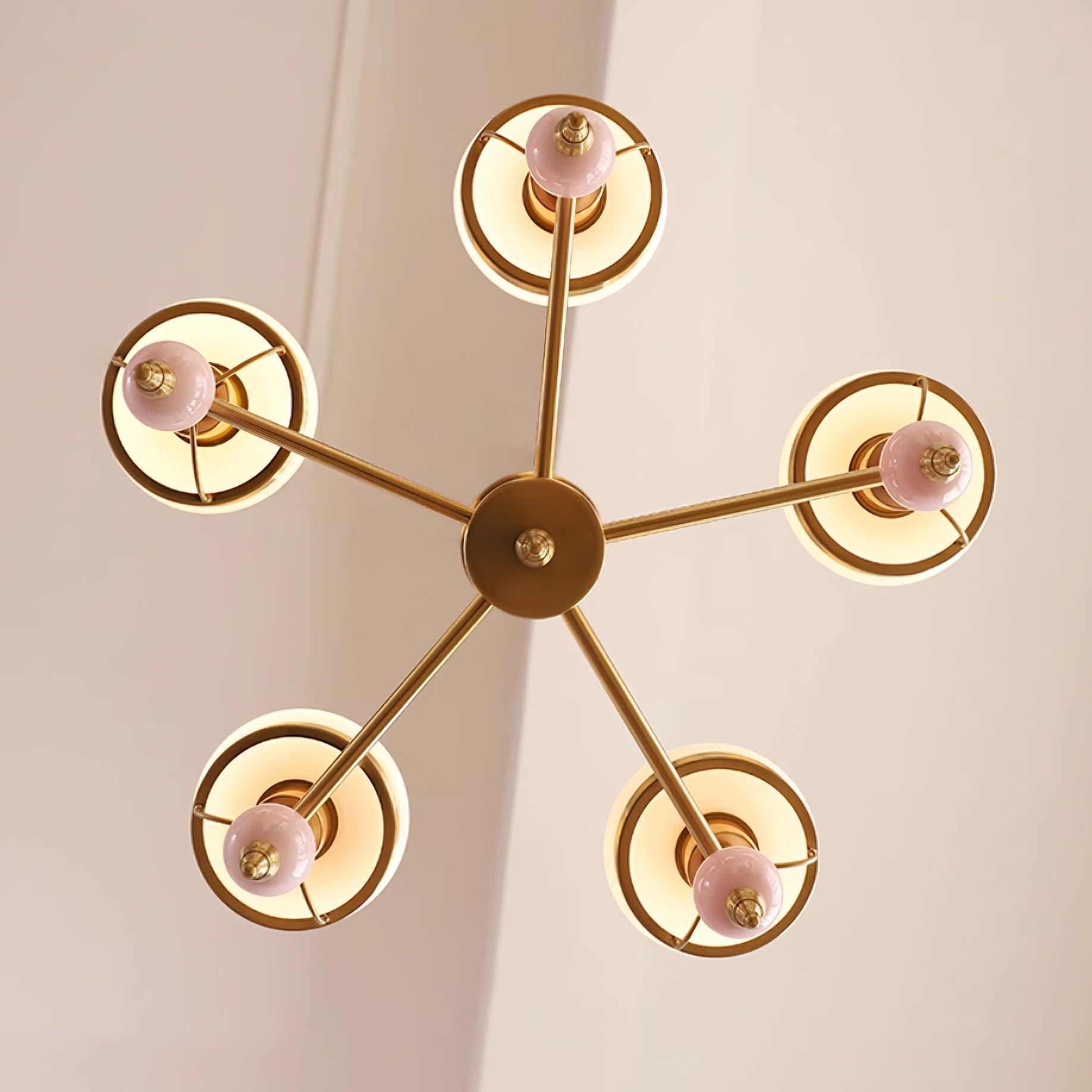 Chandelier Glass and Metal Fixture for Dining or Living Room Vintage