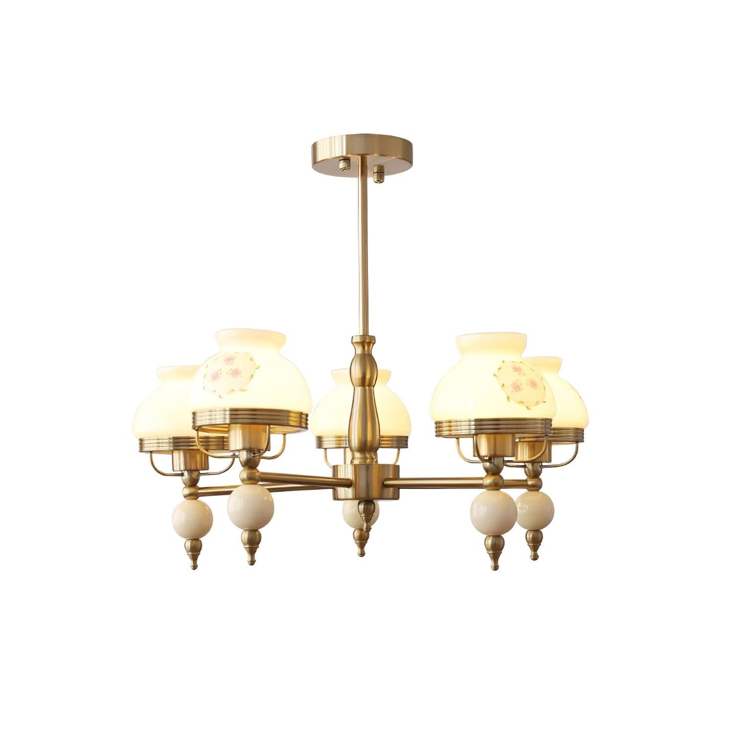 Chandelier Glass and Metal Fixture for Dining or Living Room Vintage