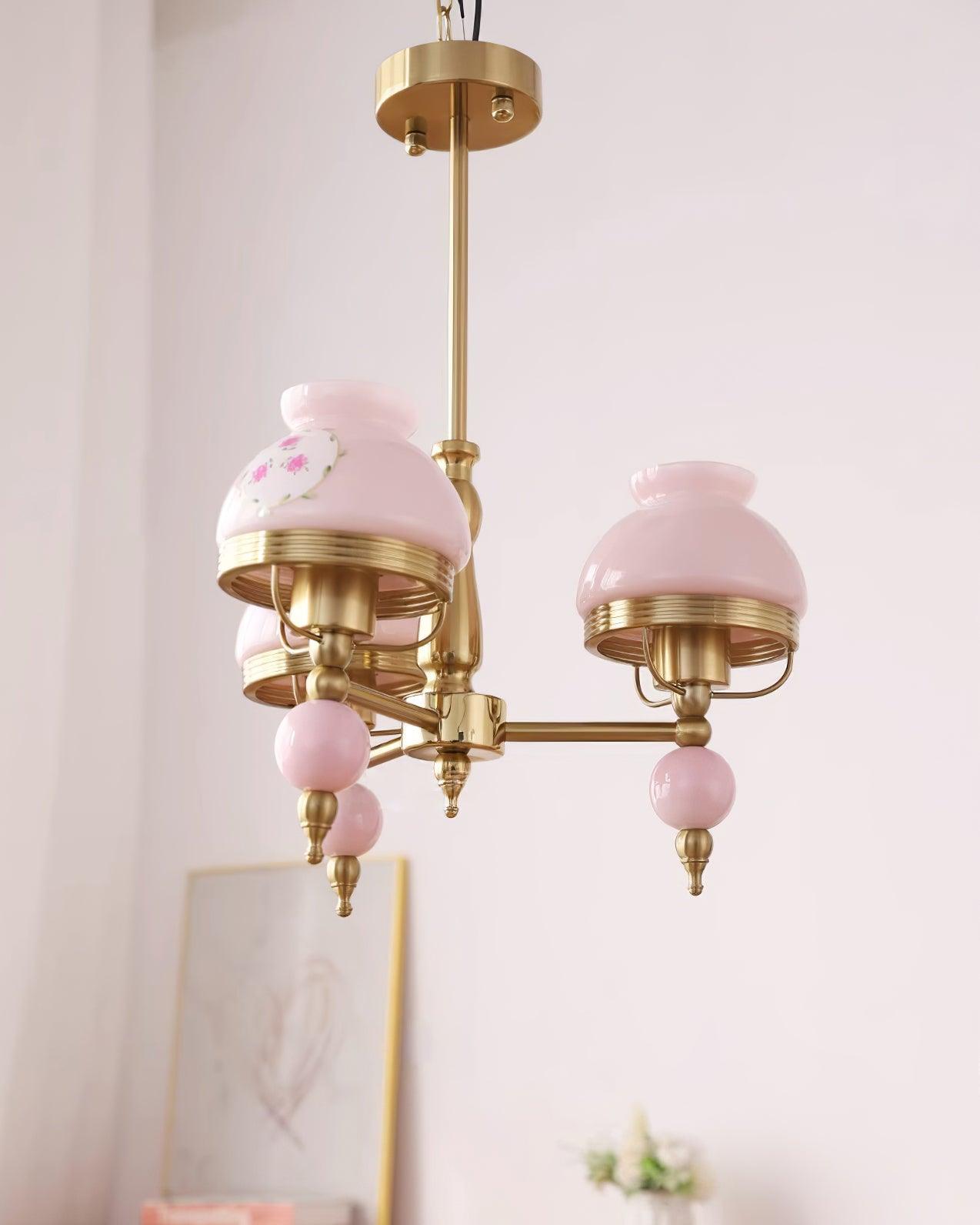 Chandelier Glass and Metal Fixture for Dining or Living Room Vintage