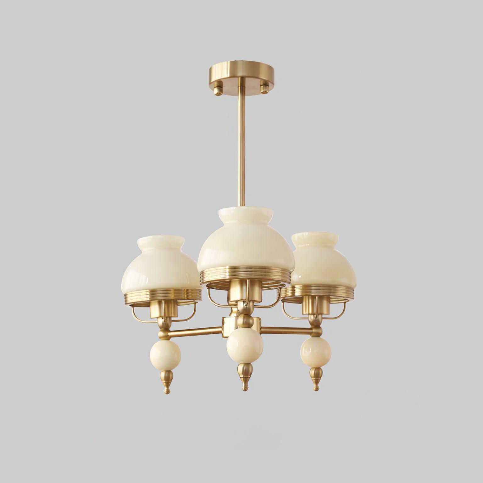 Chandelier Glass and Metal Fixture for Dining or Living Room Vintage