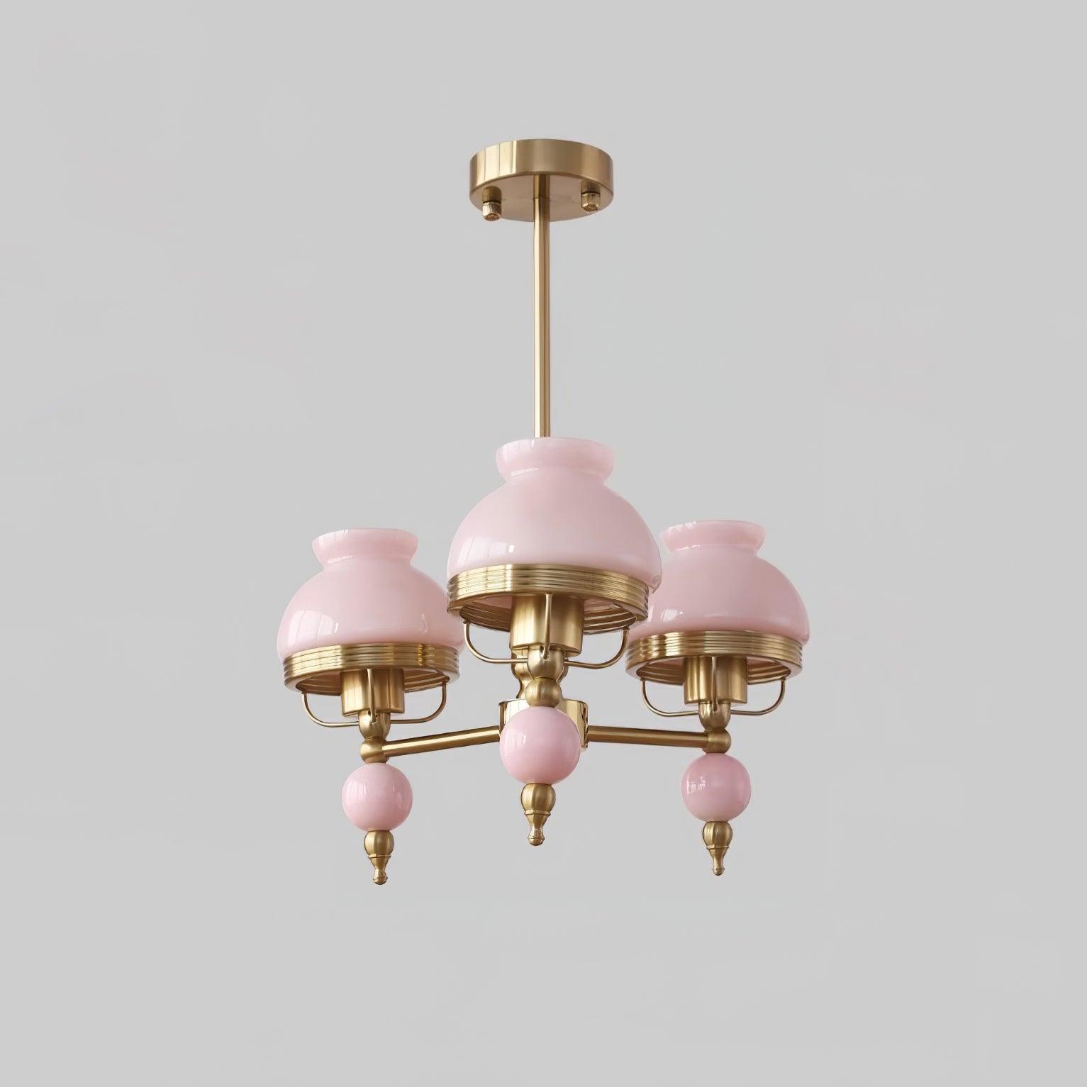 Chandelier Glass and Metal Fixture for Dining or Living Room Vintage