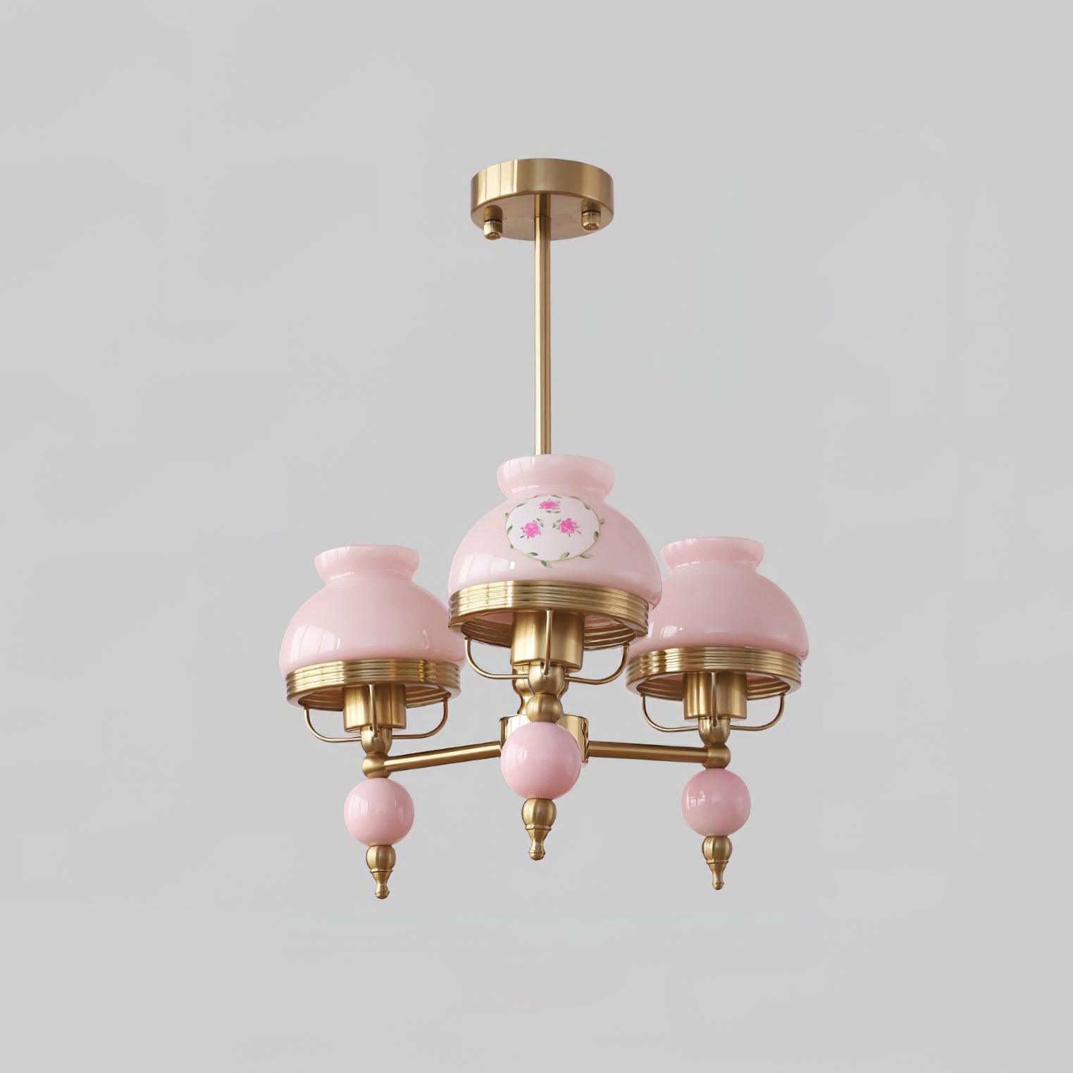 Chandelier Glass and Metal Fixture for Dining or Living Room Vintage