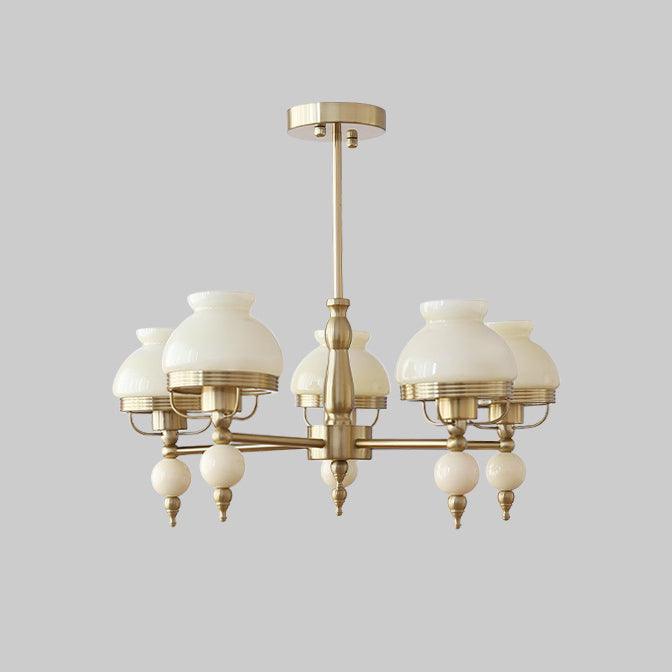 Chandelier Glass and Metal Fixture for Dining or Living Room Vintage