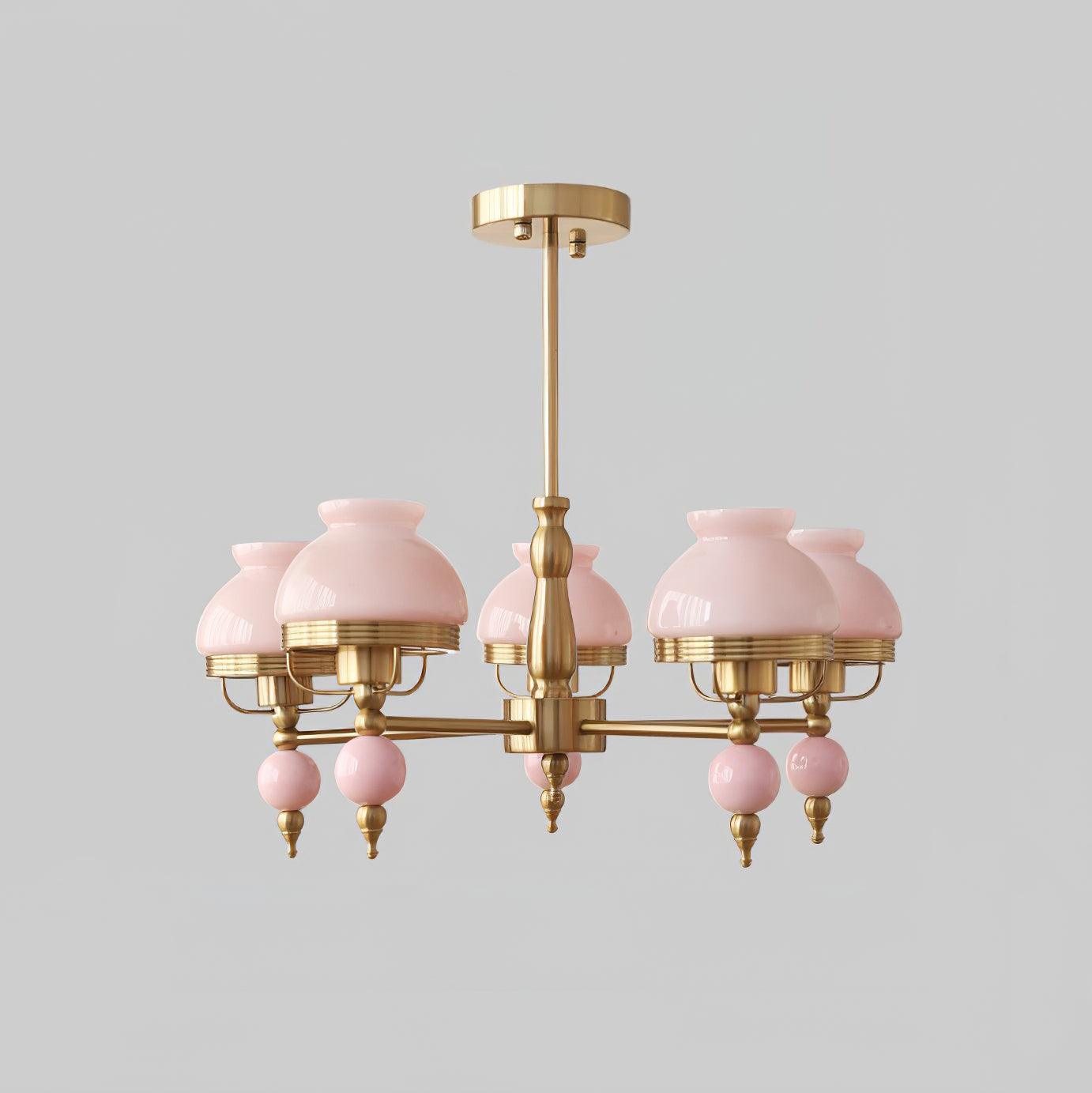 Chandelier Glass and Metal Fixture for Dining or Living Room Vintage