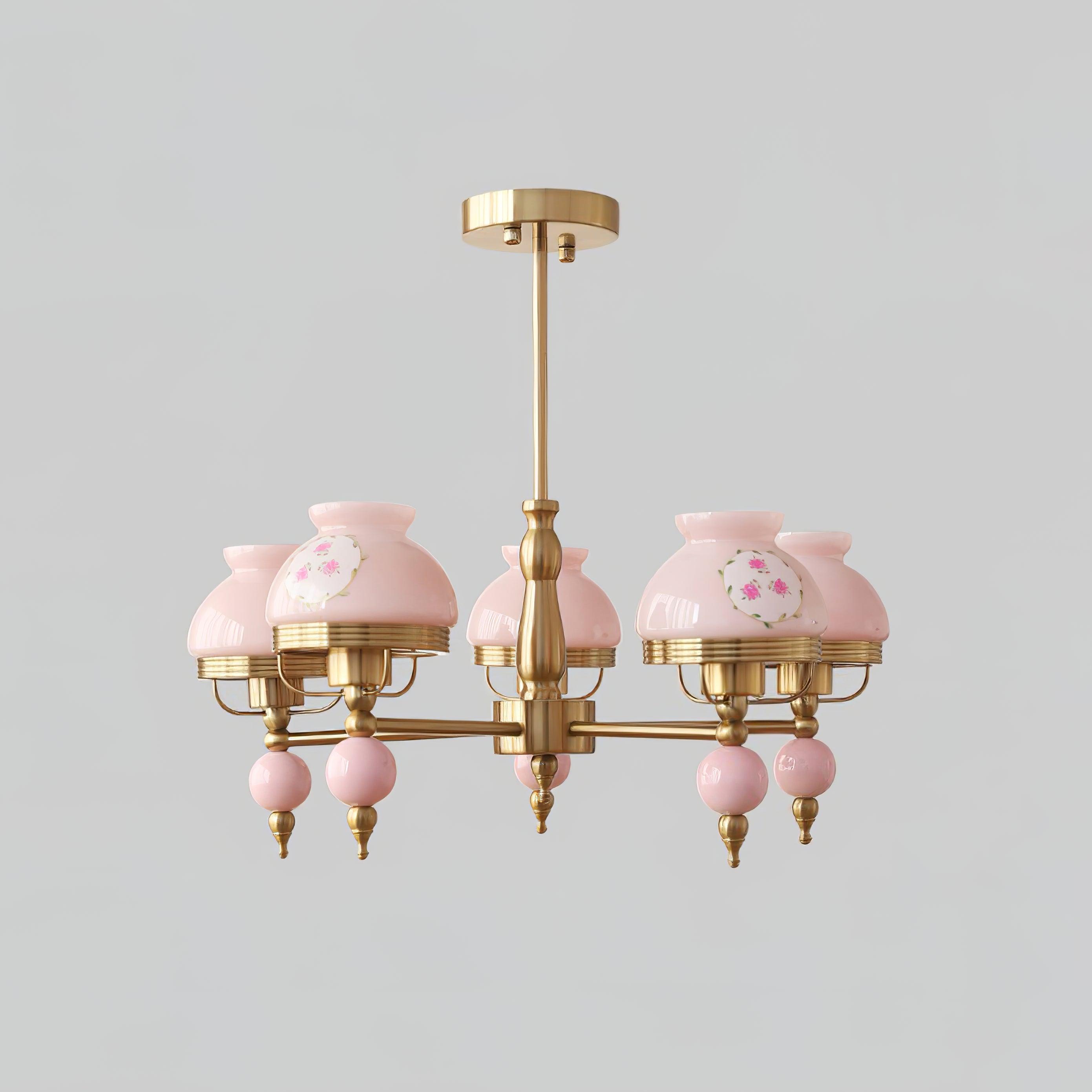 Chandelier Glass and Metal Fixture for Dining or Living Room Vintage