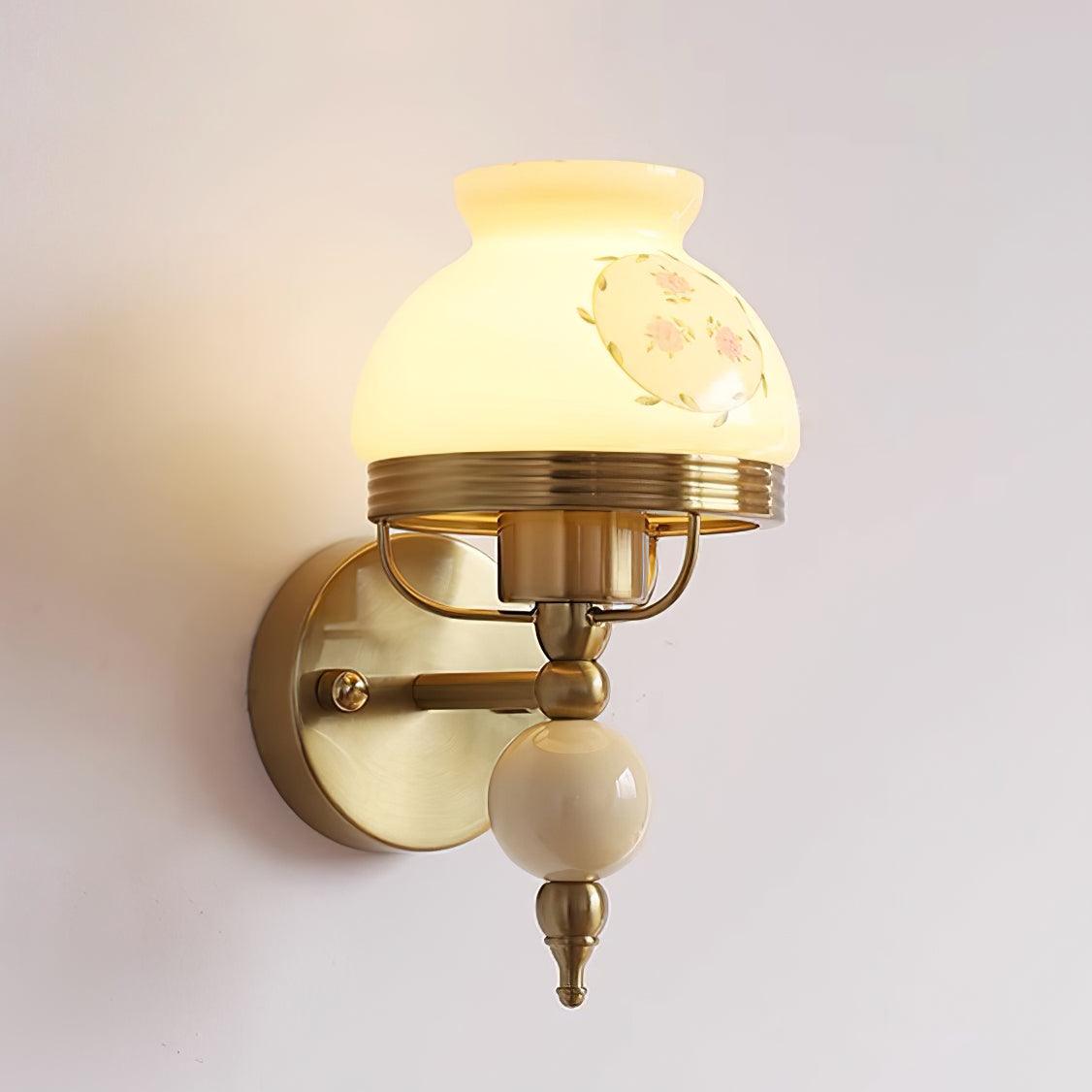 Wall Lamp Glass and Metal Light for Bedroom or Hallway Retro