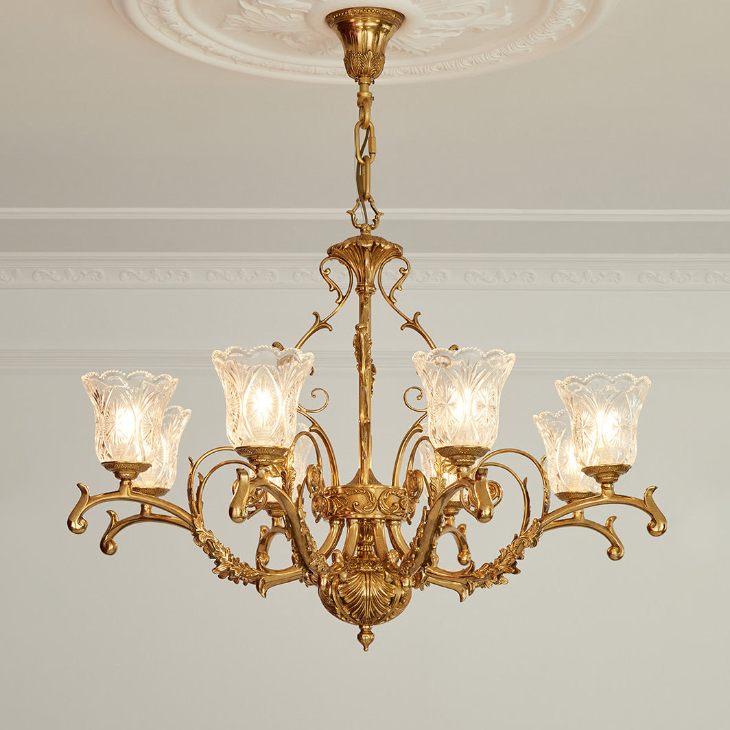 Revival Chandelier over a dining table.