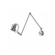 Reznor Adjustable Arm Wall Sconce in nickel finish against a white wall.