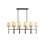 Rhodes Double Linear Chandelier in a brass finish against a neutral background.