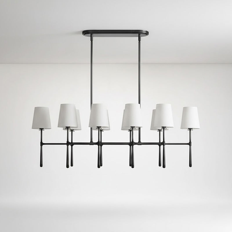 Dimensional drawing of the Rhodes Double Linear Chandelier with measurements.