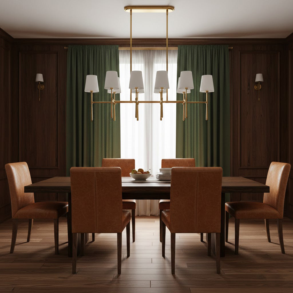 The Rhodes Double Linear Chandelier in a clean white finish.