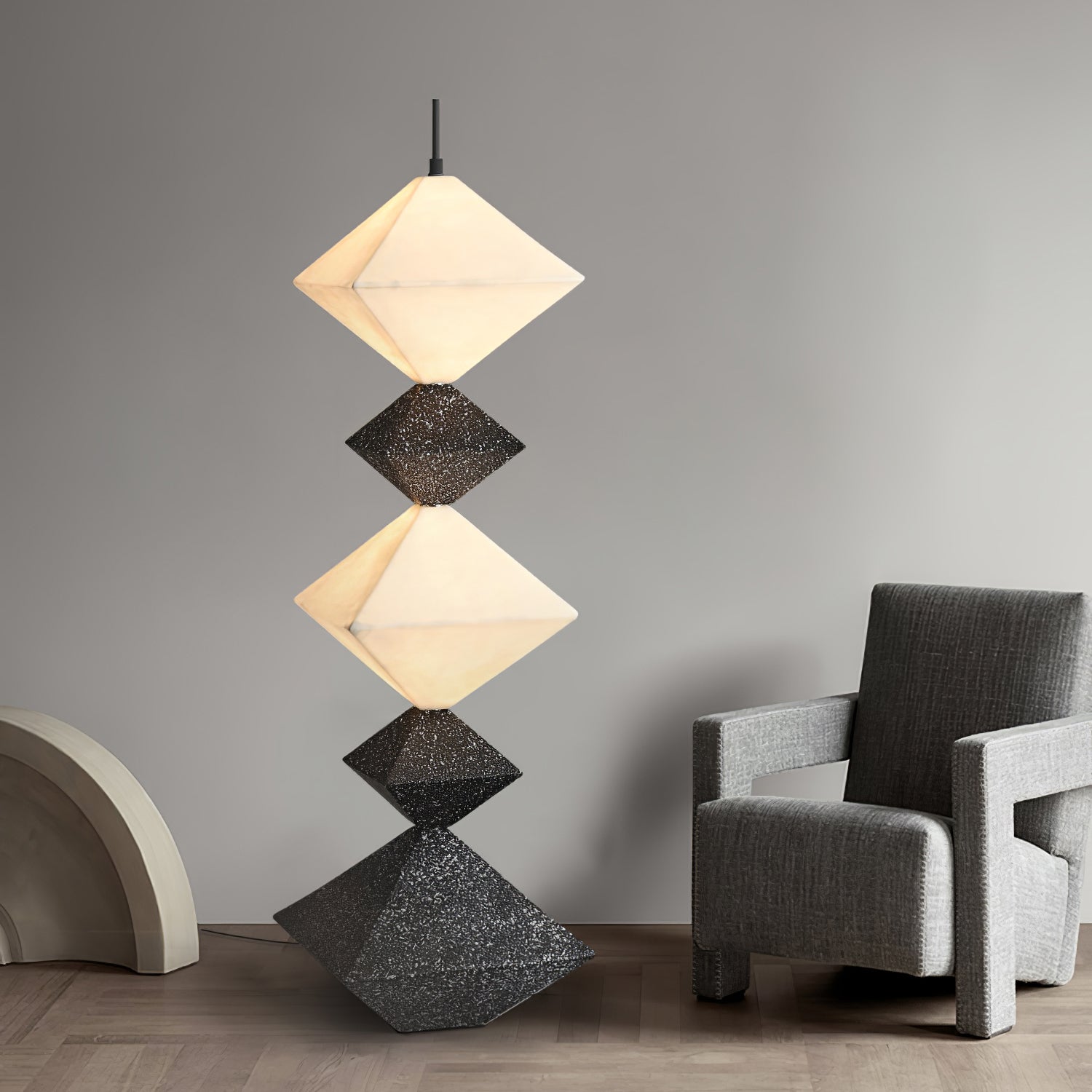 GeoGlow Rhombus Cube Floor Lamp-Neutral Decor