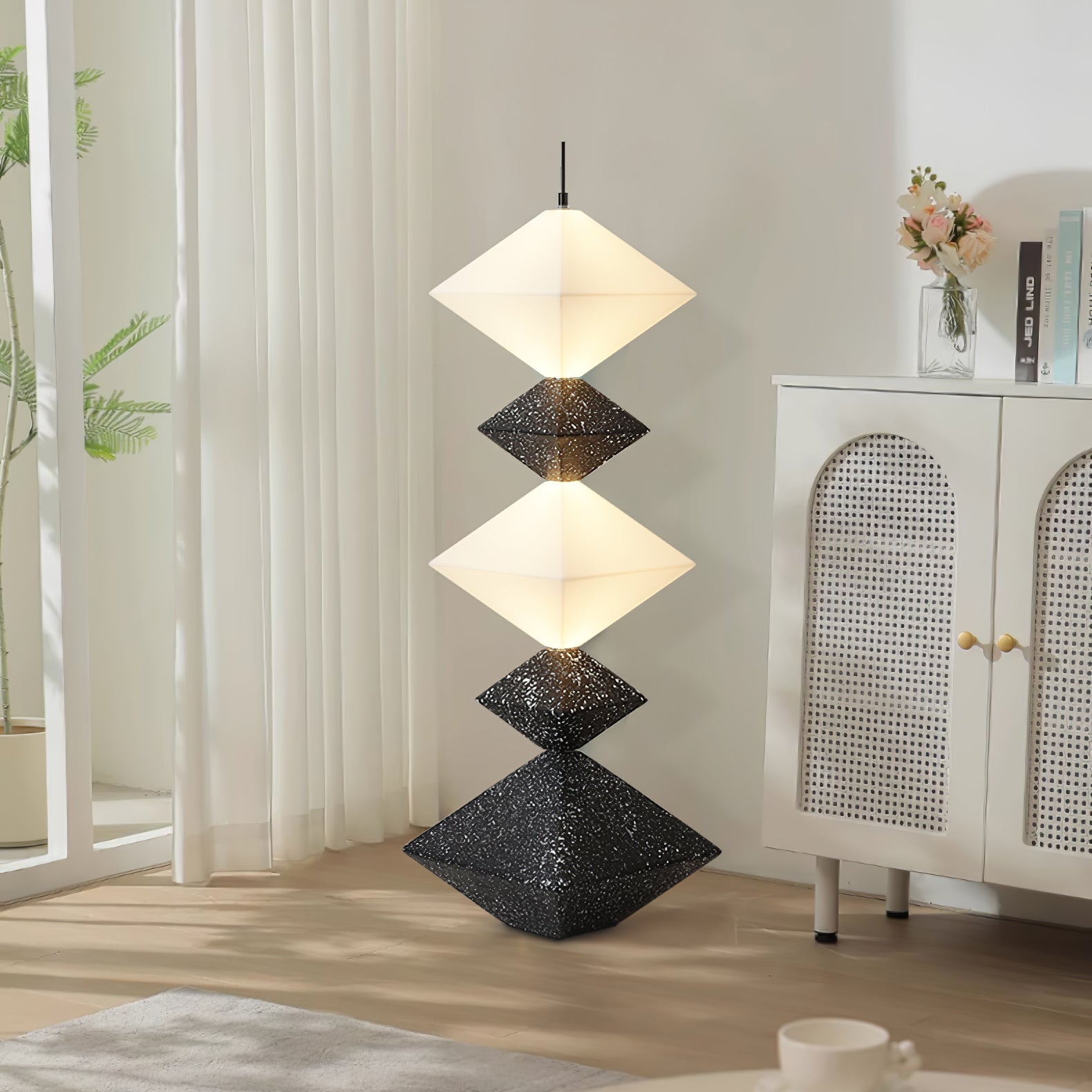 GeoGlow Rhombus Cube Floor Lamp-Neutral Decor