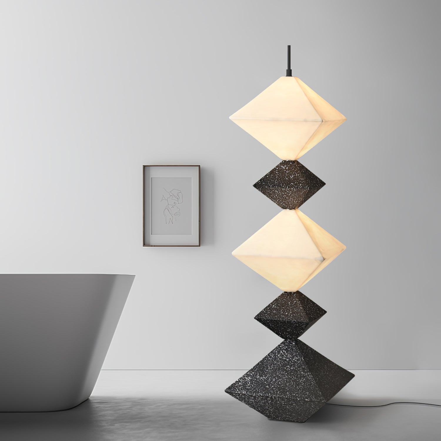 GeoGlow Rhombus Cube Floor Lamp-Neutral Decor