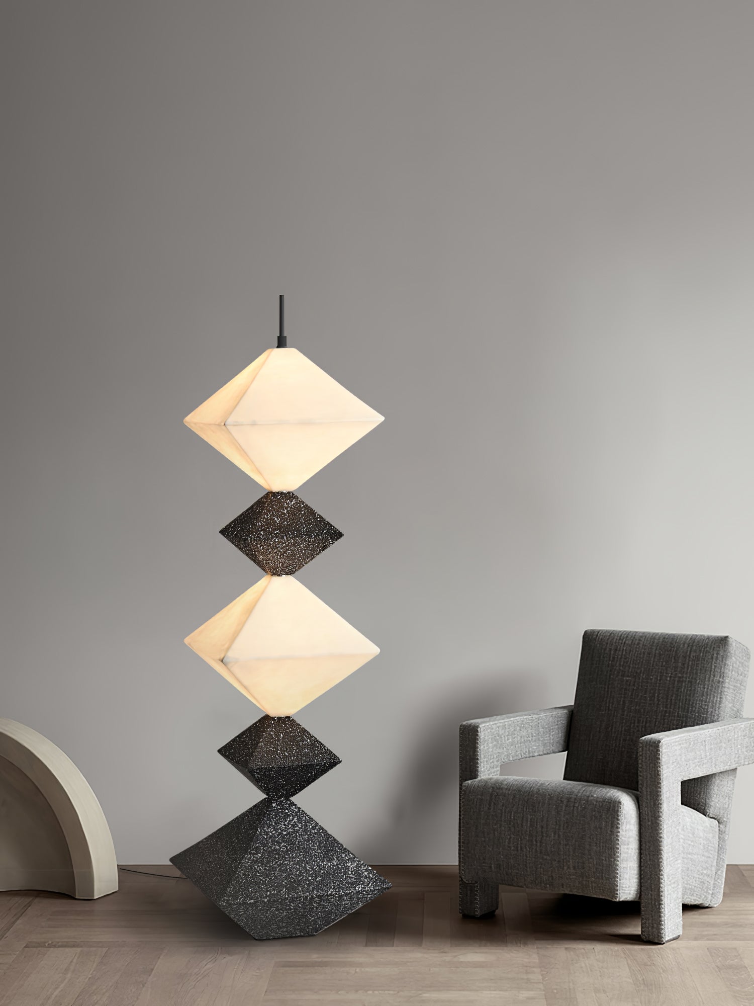 GeoGlow Rhombus Cube Floor Lamp-Neutral Decor