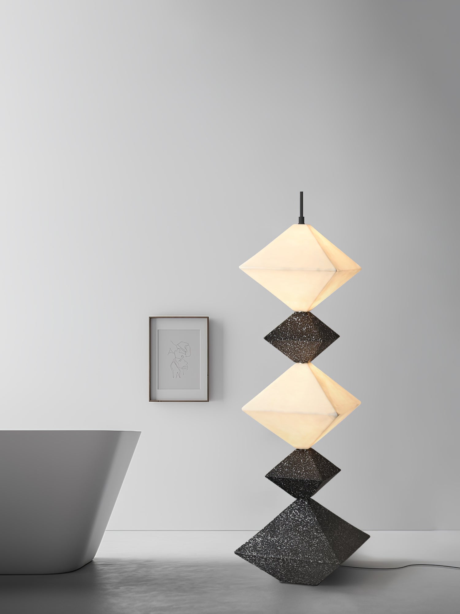 GeoGlow Rhombus Cube Floor Lamp-Neutral Decor