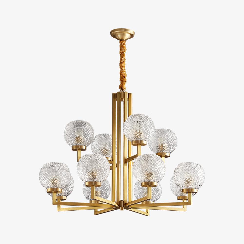 Vera Ribbed Glass Brass Chandelier-Neutral Decor