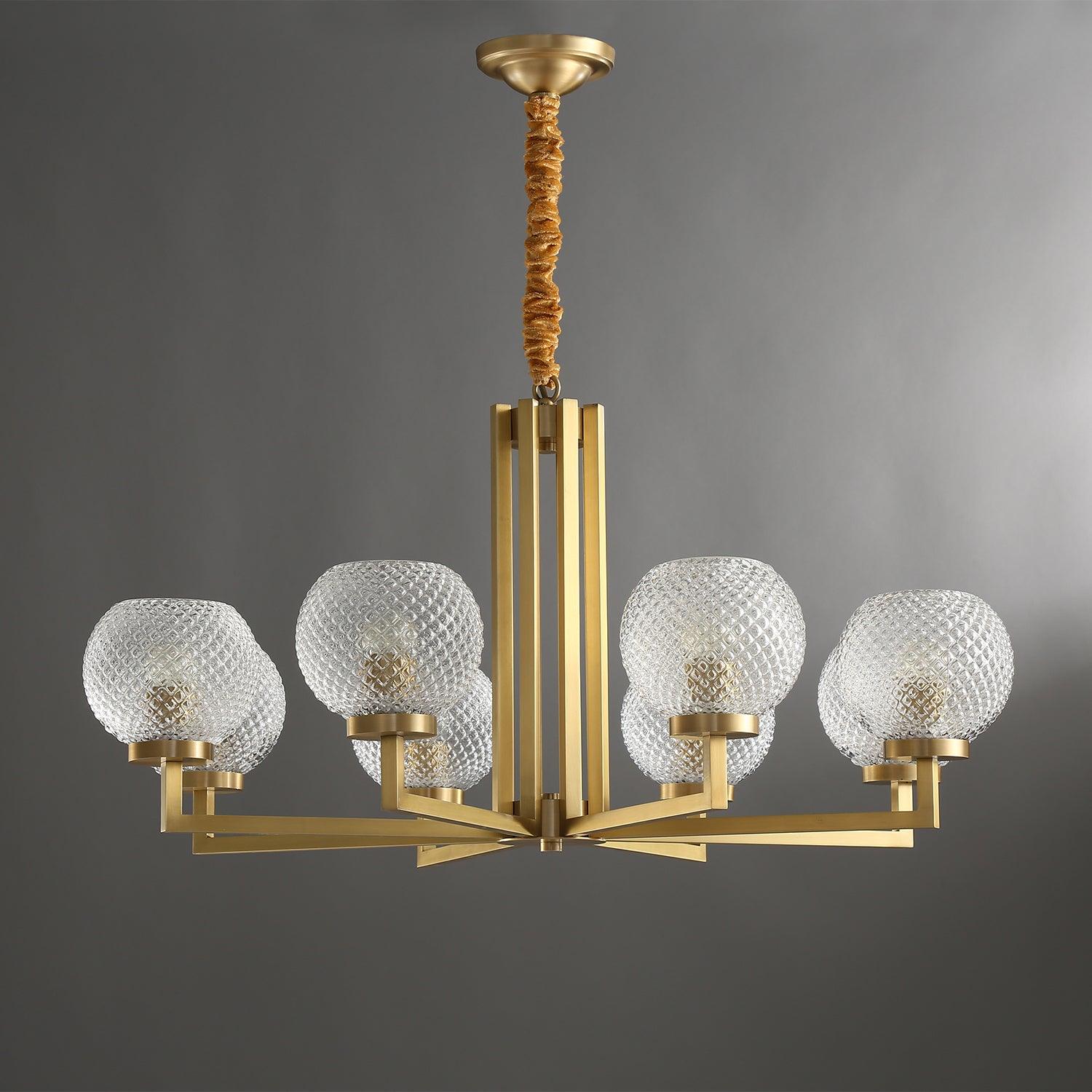 Vera Ribbed Glass Brass Chandelier-Neutral Decor