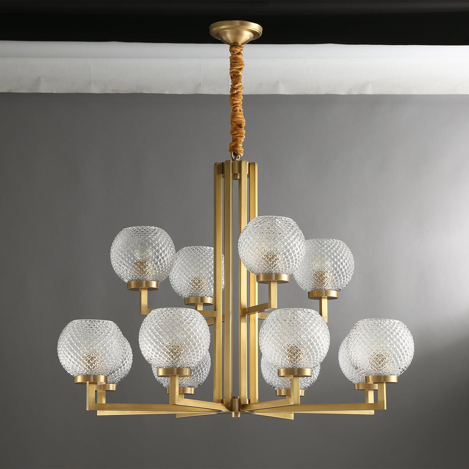 Vera Ribbed Glass Brass Chandelier-Neutral Decor