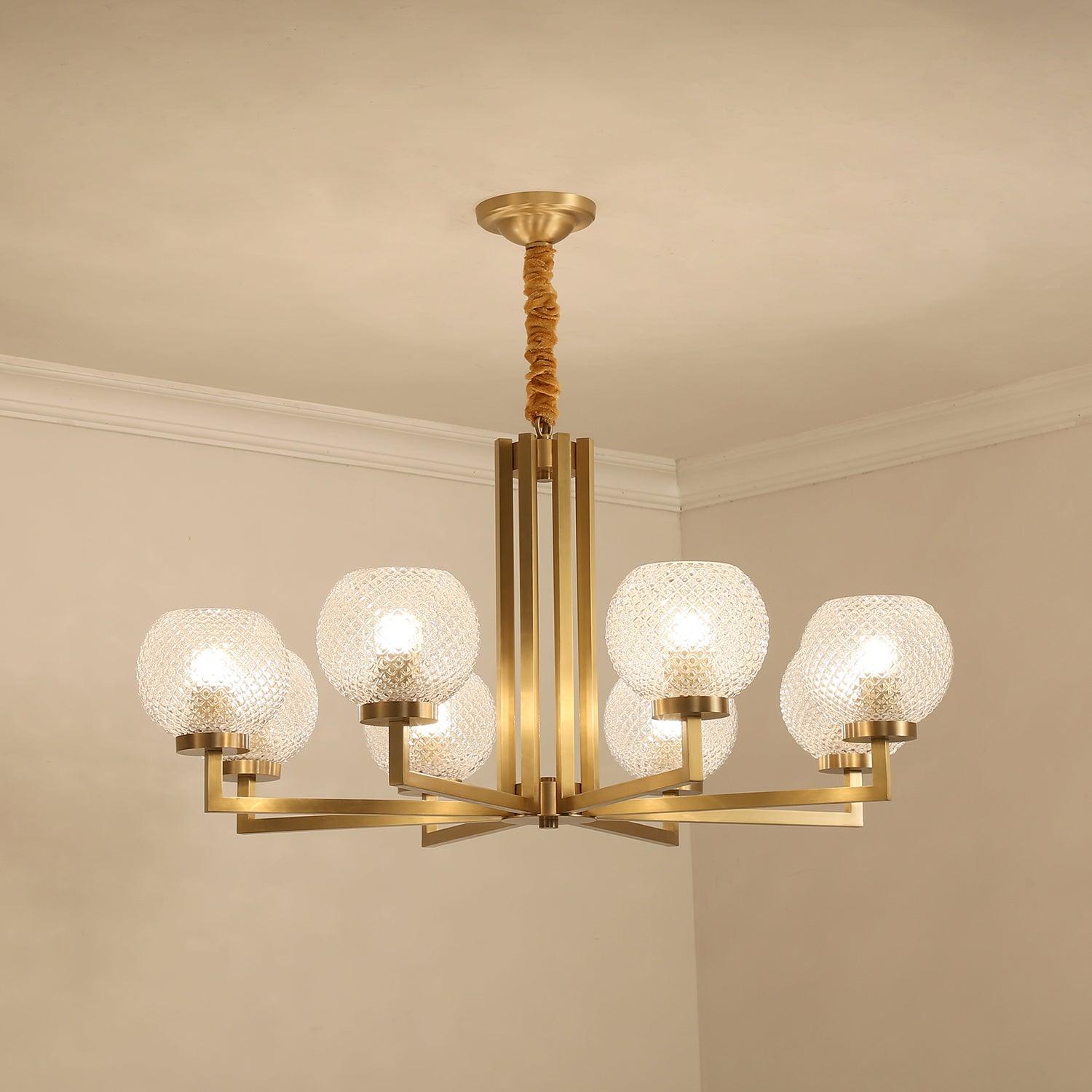 Vera Ribbed Glass Brass Chandelier-Neutral Decor